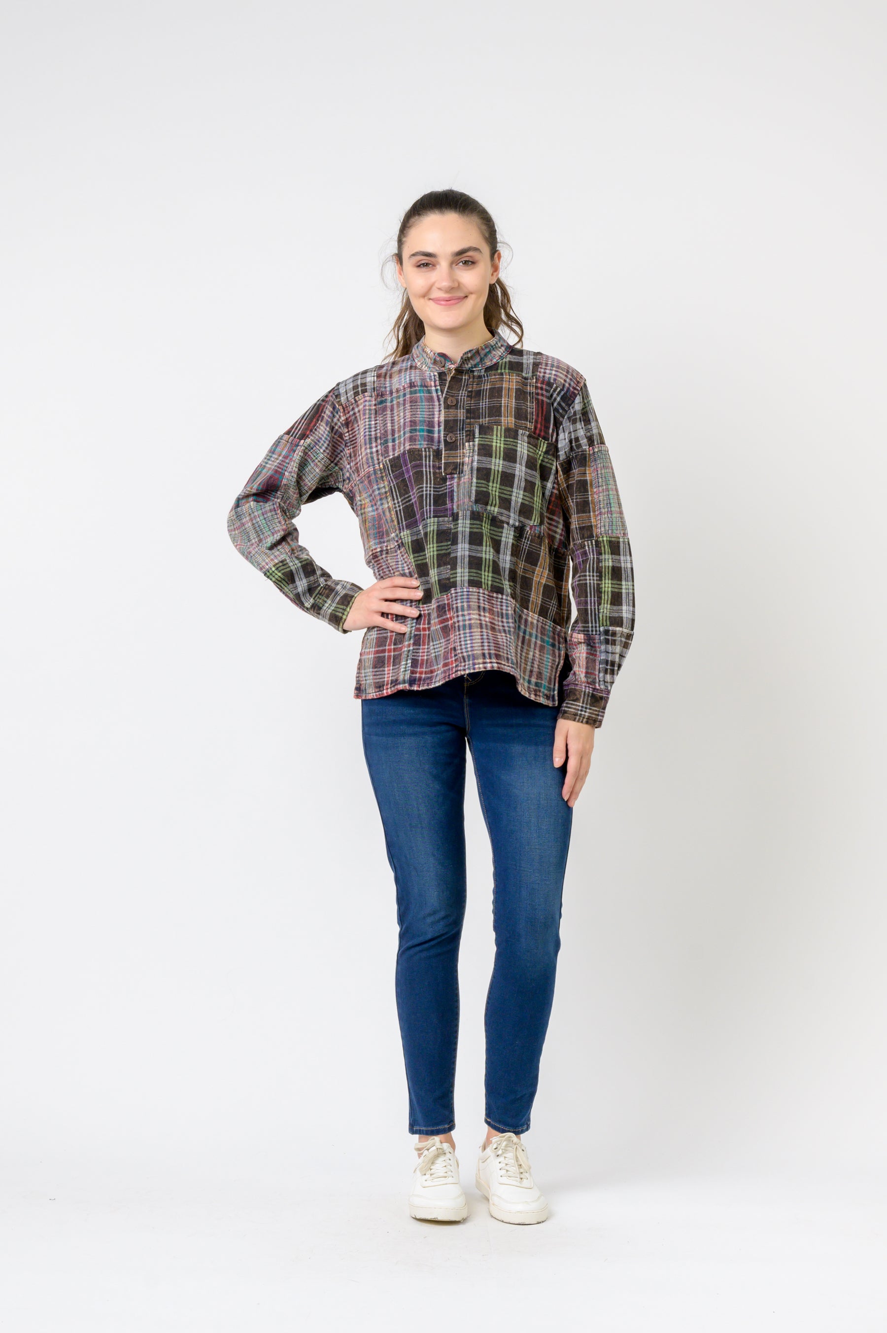 Rhea Patterned Cotton Long Sleeve Top