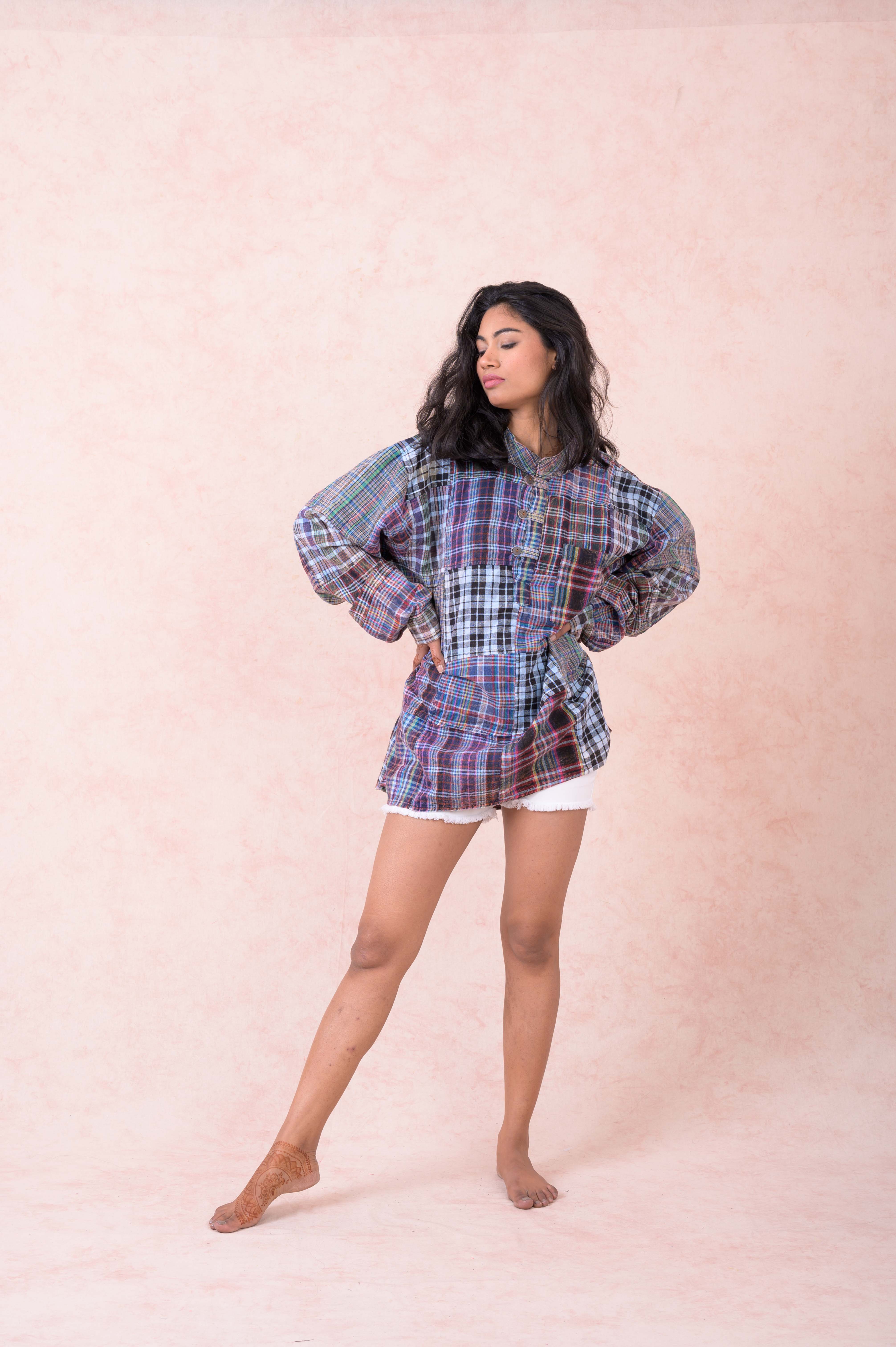 Rhea Patterned Cotton Long Sleeve Top