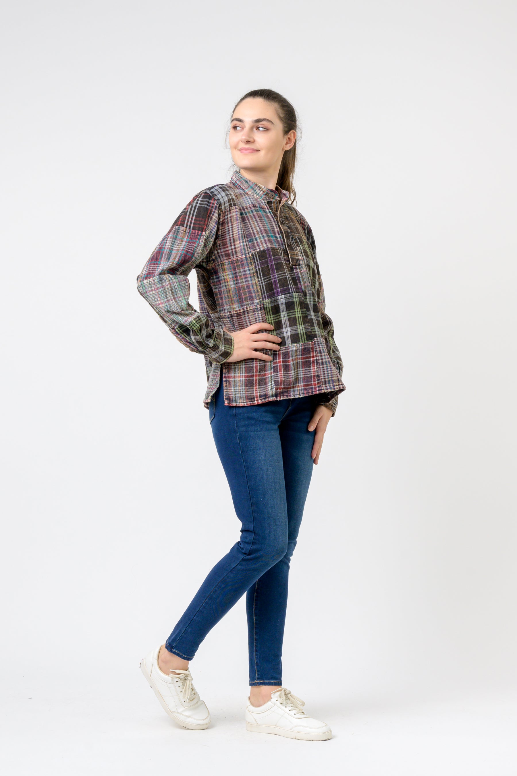 Rhea Patterned Cotton Long Sleeve Top