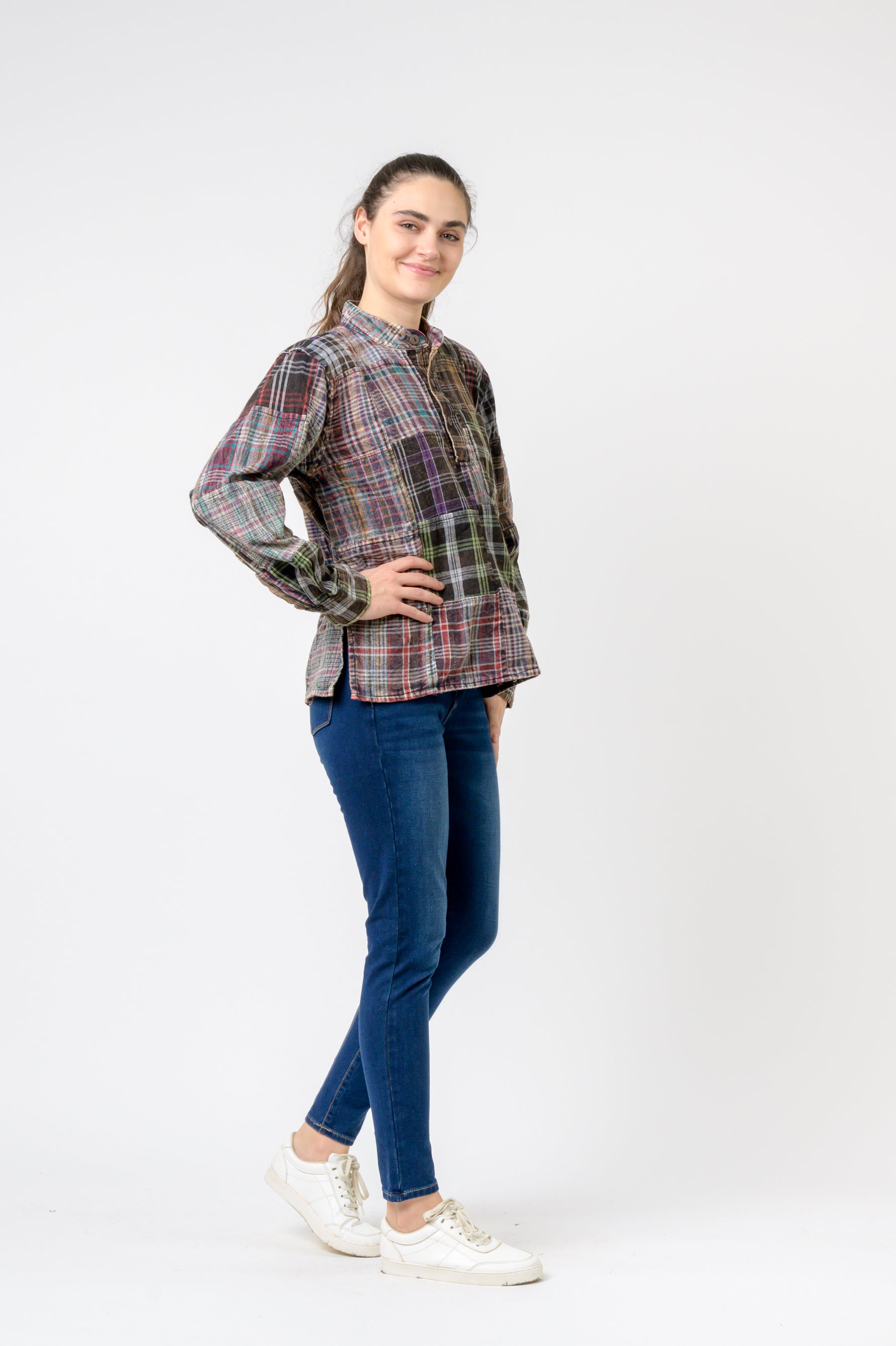 Rhea Patterned Cotton Long Sleeve Top