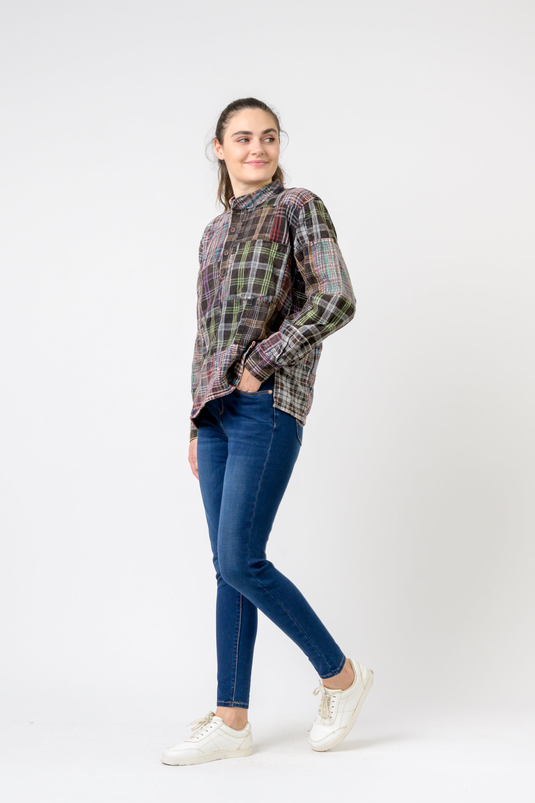 Rhea Patterned Cotton Long Sleeve Top
