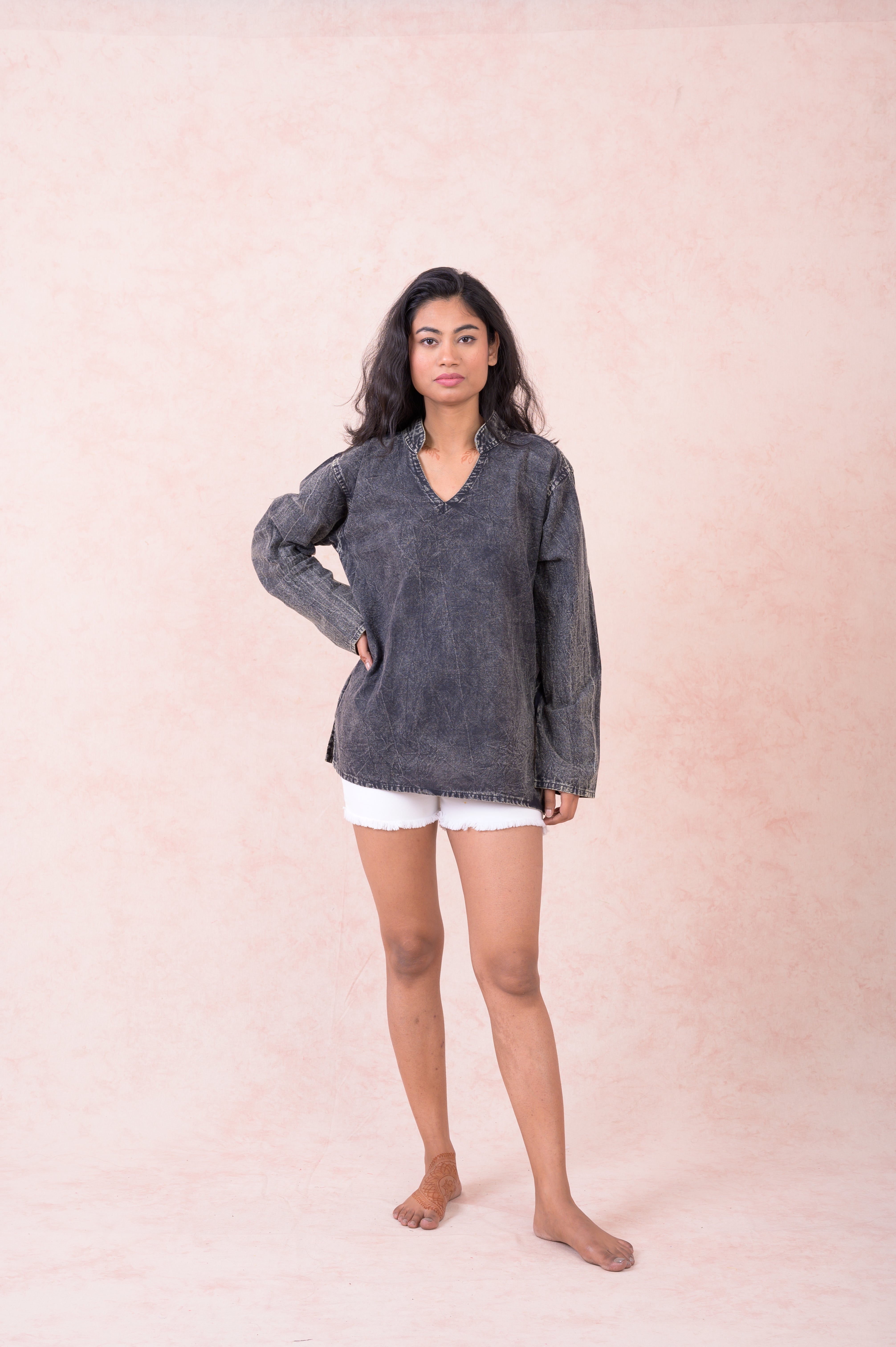 Rhea Solid Long Sleeve Top Black / Small