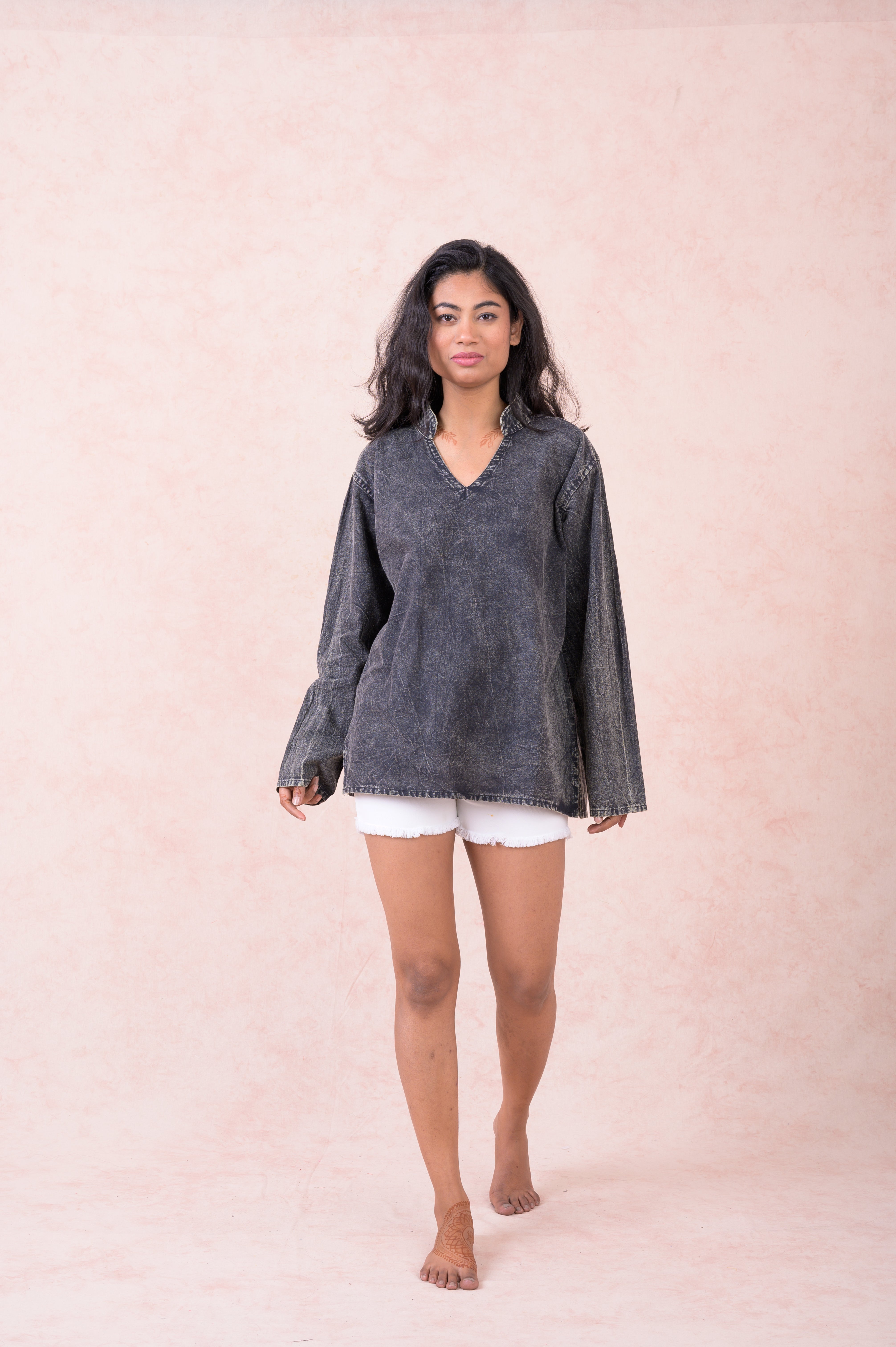 Rhea Solid Long Sleeve Top Black / Medium