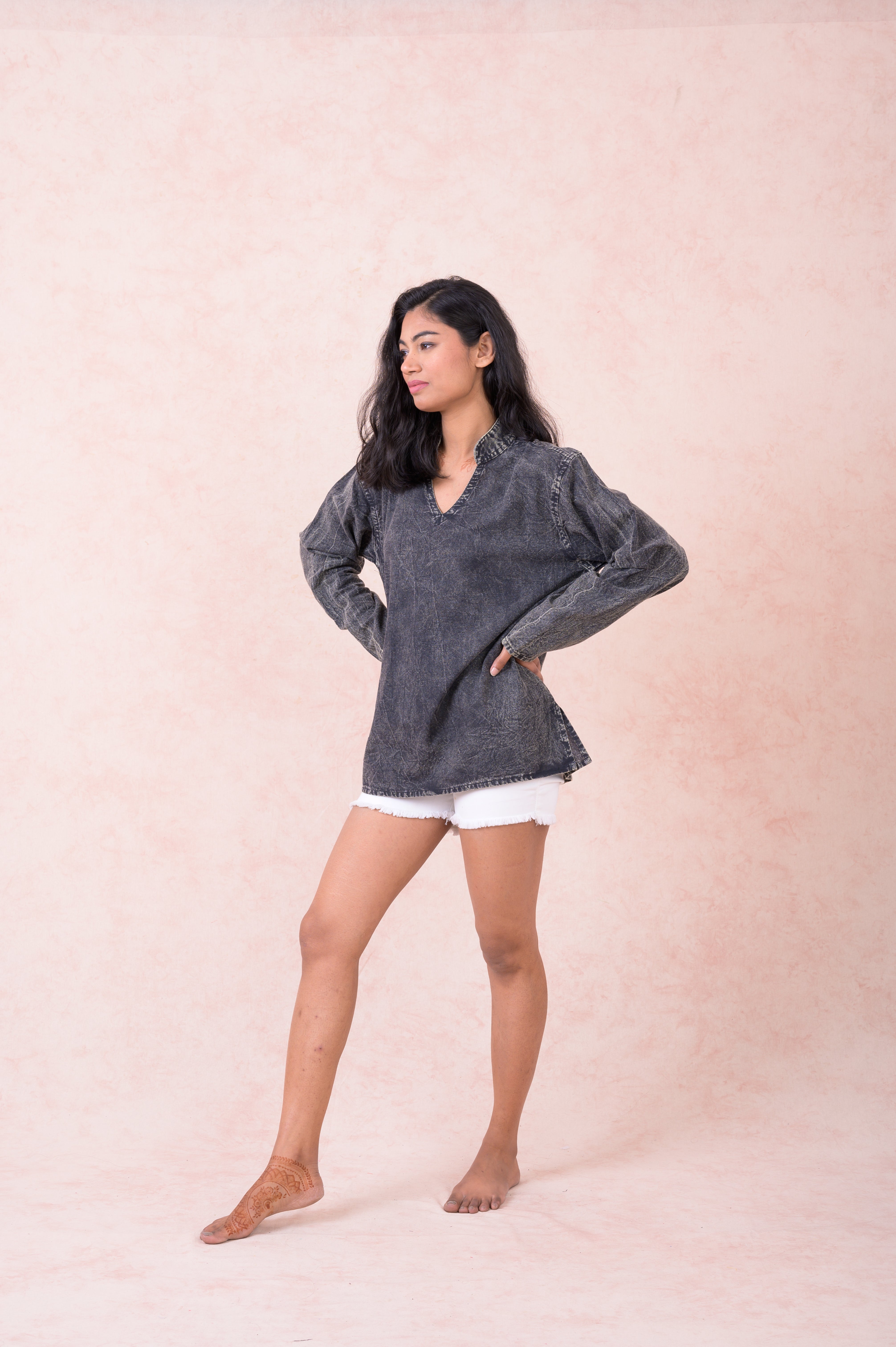Rhea Solid Long Sleeve Top Black / Large
