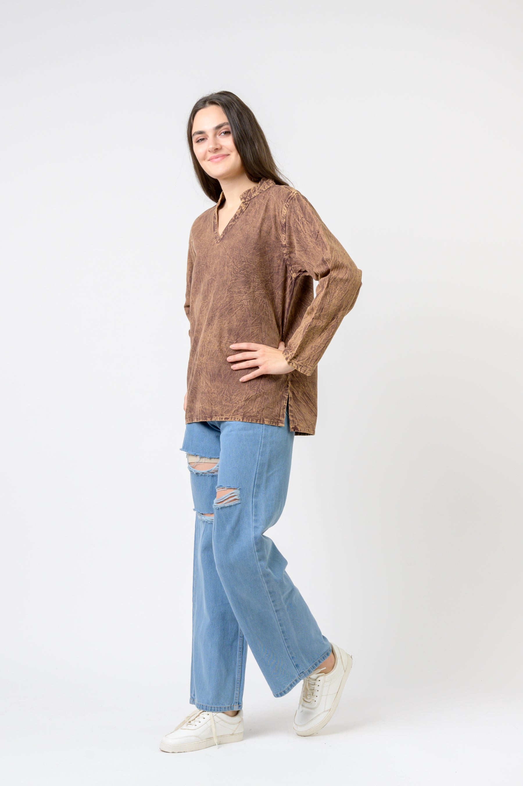 Rhea Solid Long Sleeve Top