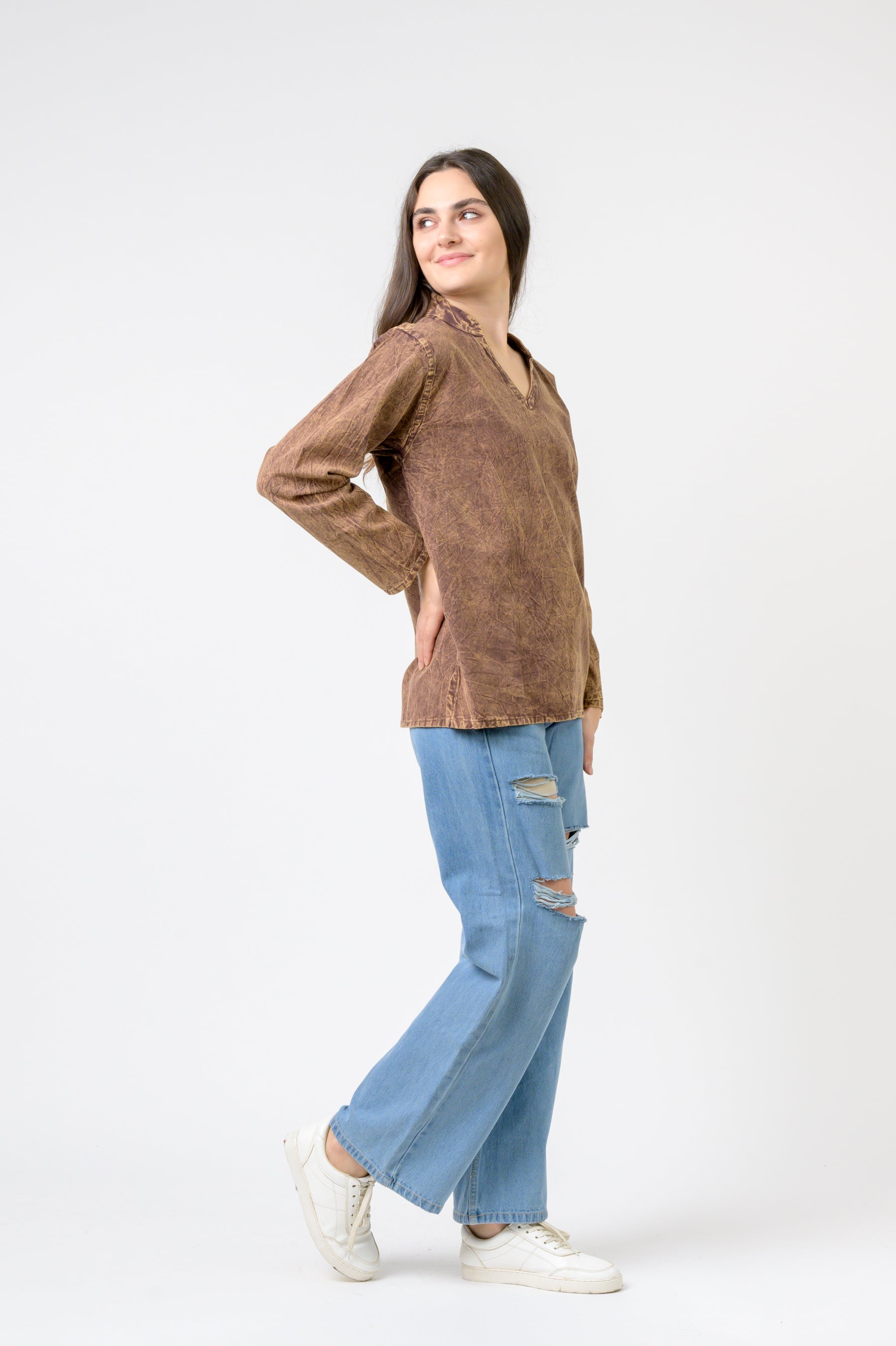 Rhea Solid Long Sleeve Top