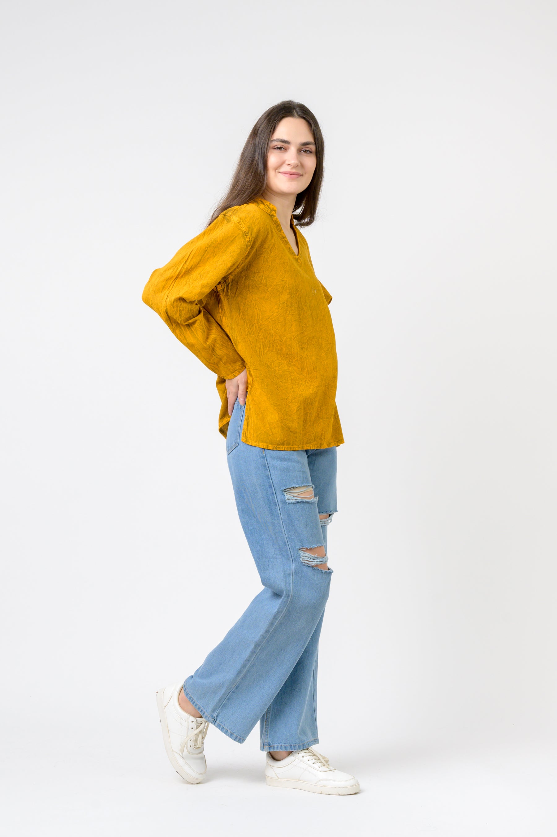 Rhea Solid Long Sleeve Top