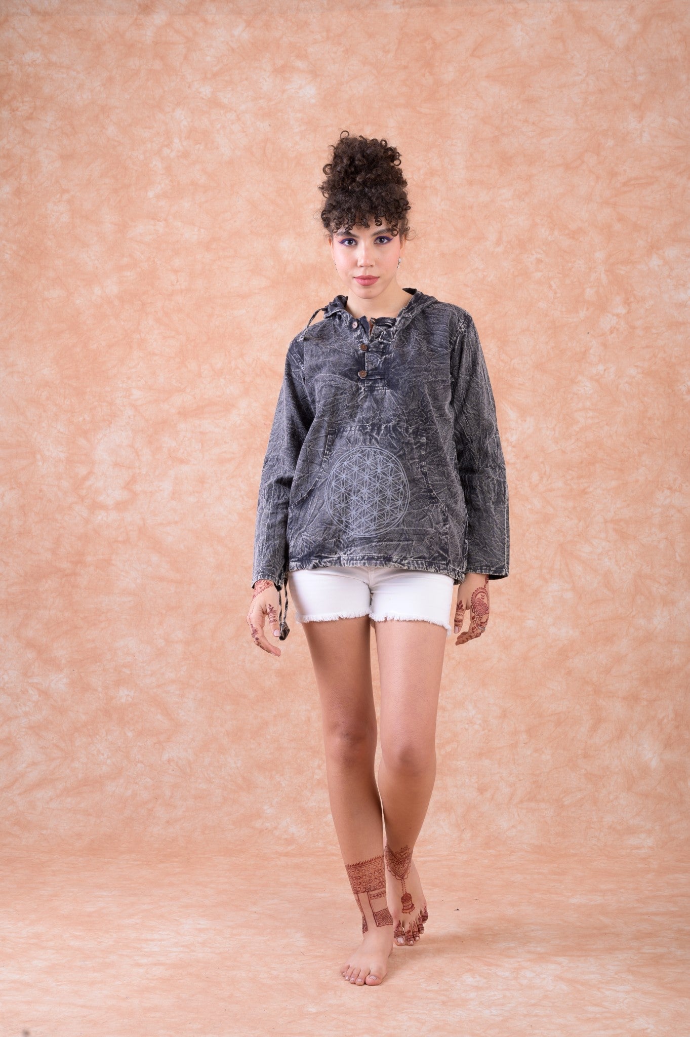 Rhea Flower of Life Hoodie Black / Small
