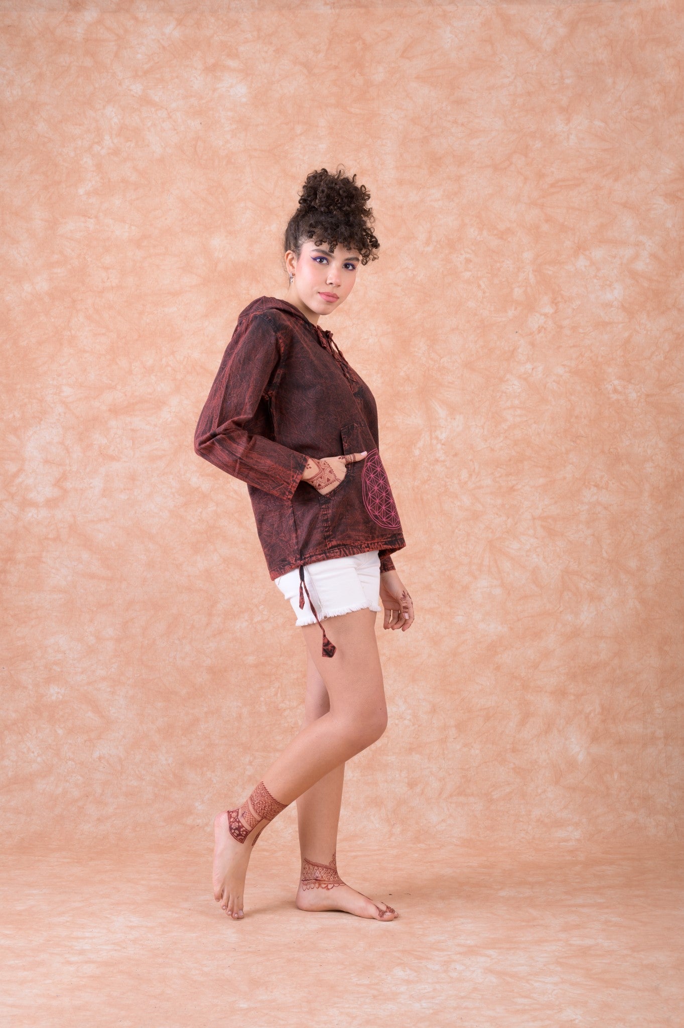 Rhea Flower of Life Hoodie Maroon / Medium