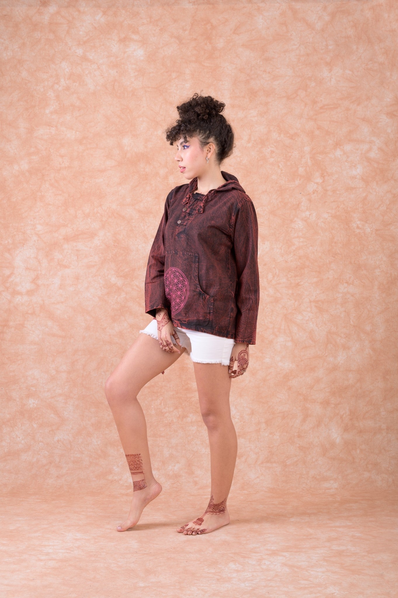 Rhea Flower of Life Hoodie Maroon / XLarge