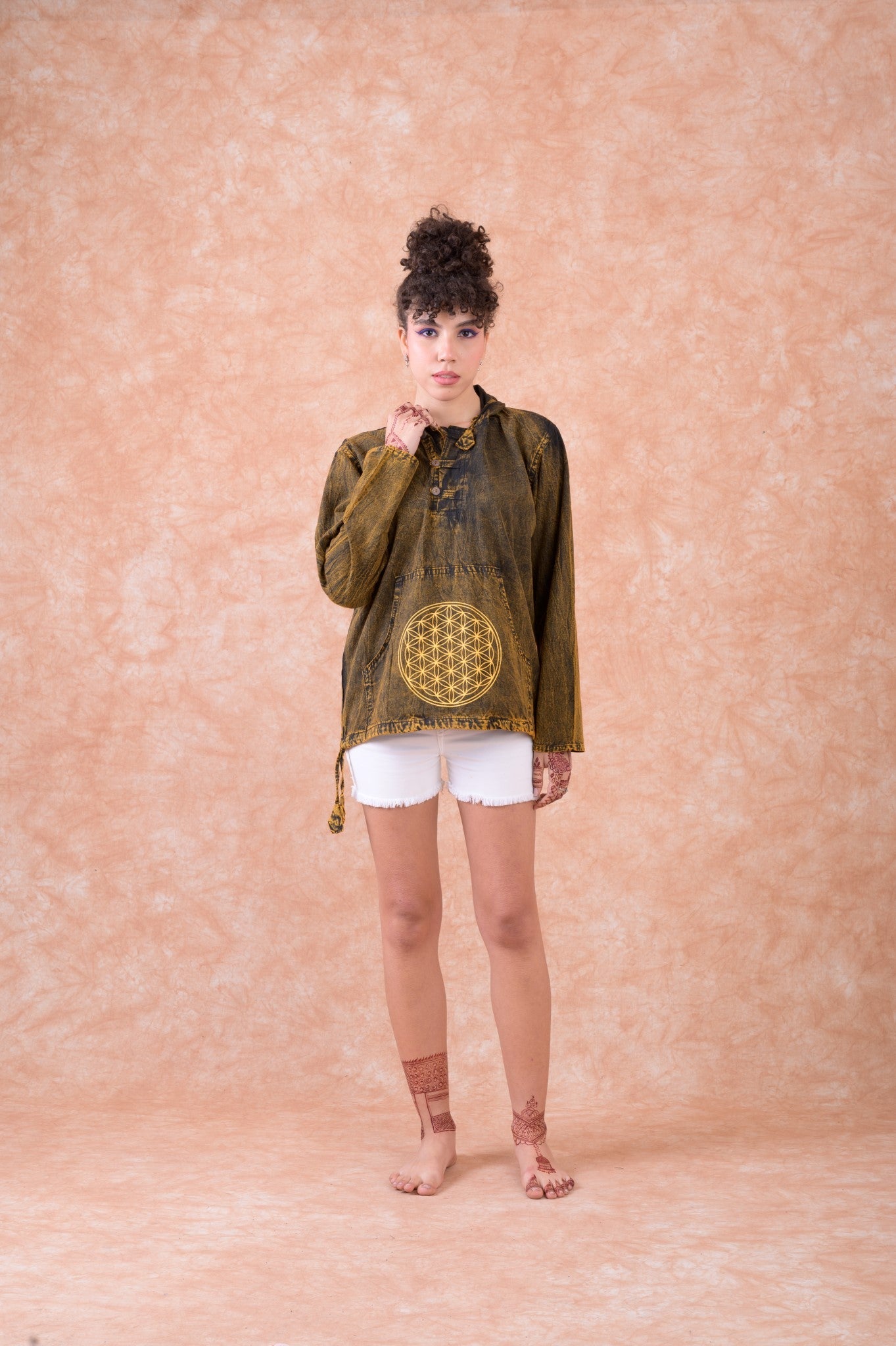 Rhea Flower of Life Hoodie Yellow / Small