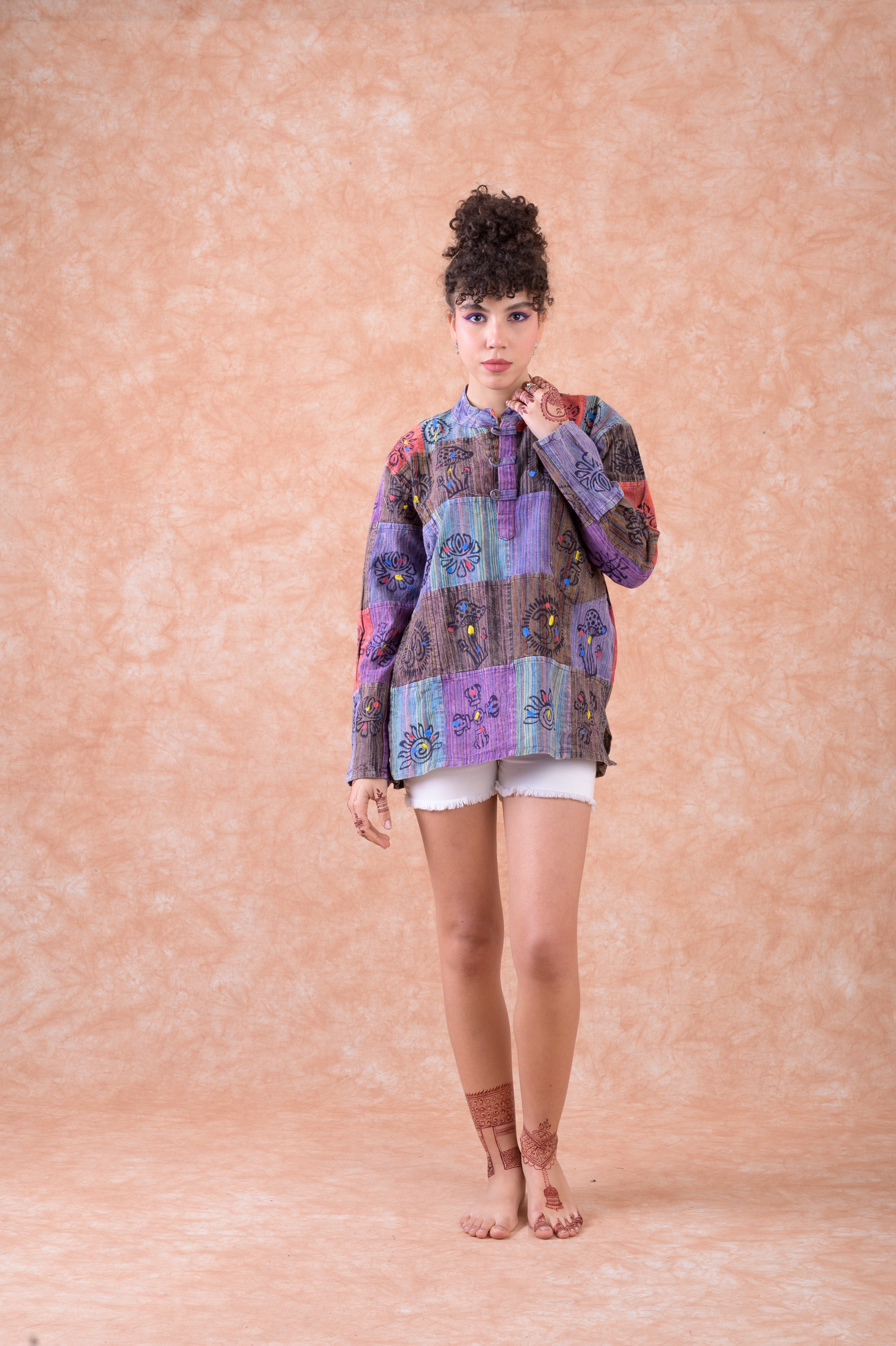 Rhea Symbol'd Buttons & Pocket Top