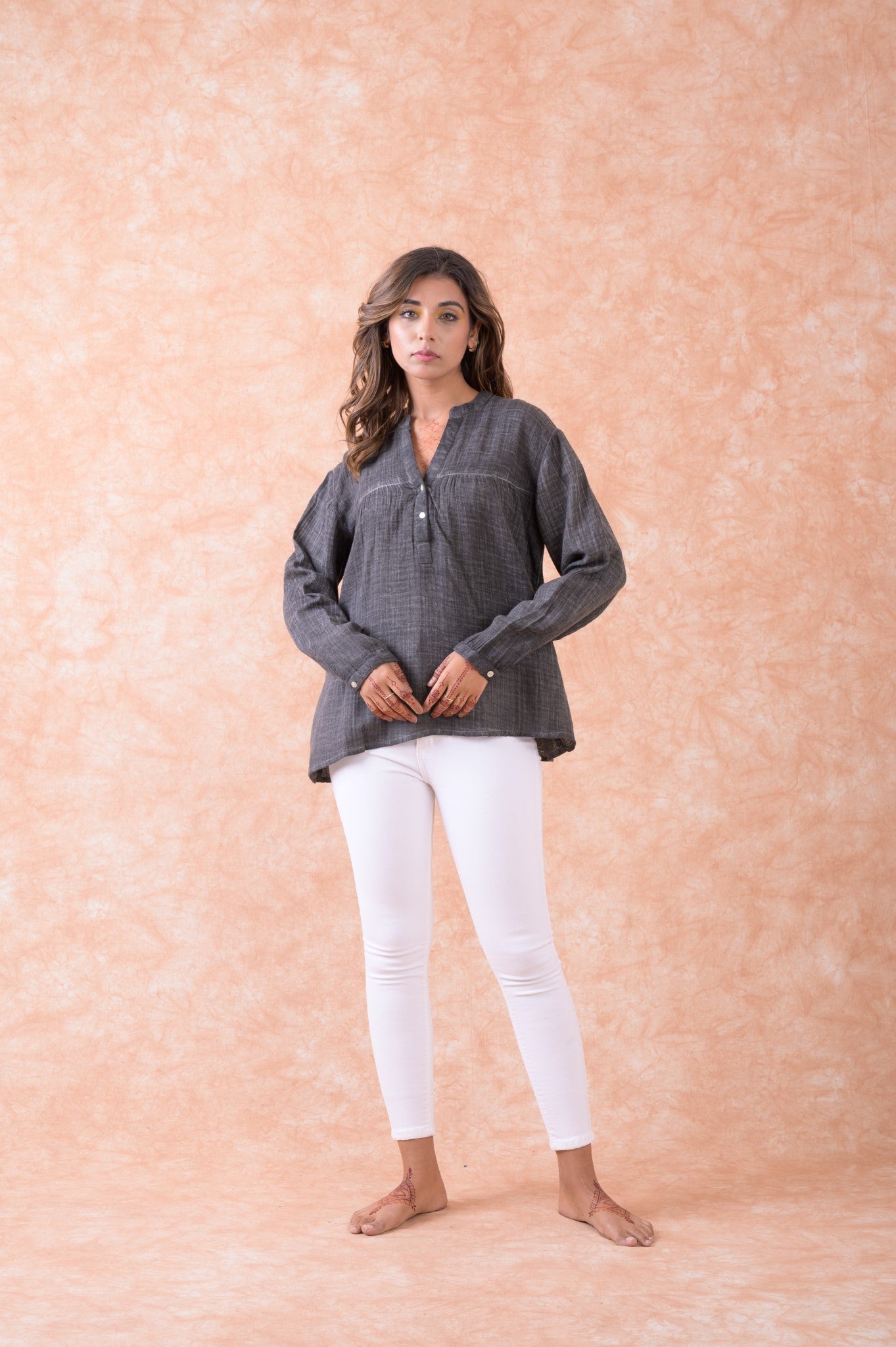 Rhea Pattern Long Sleeve Top Black / S/M