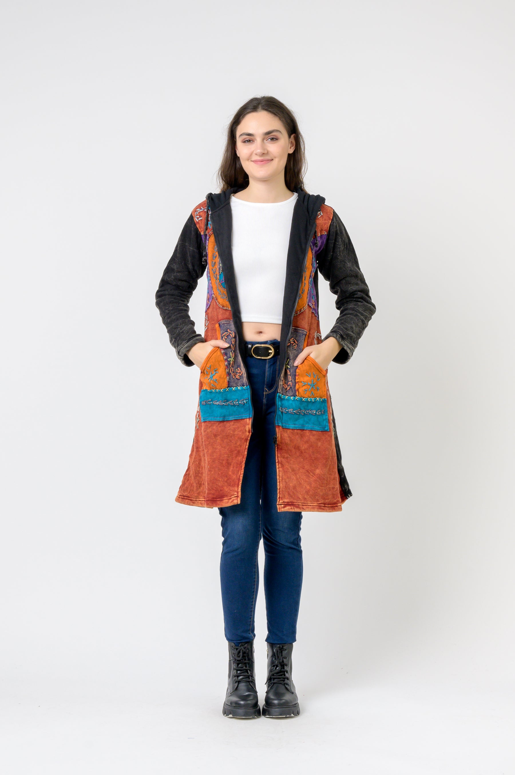 Rhea Patterned Long Sleeve Cotton Top