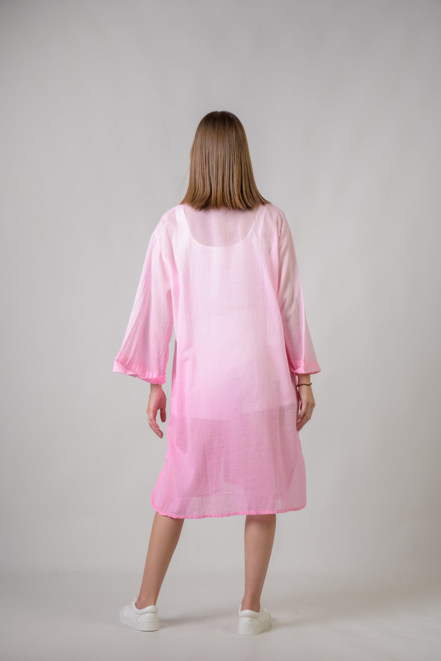 Rhea Laurels Embroidered Long Sleeve Button Down Top Blue / One Size