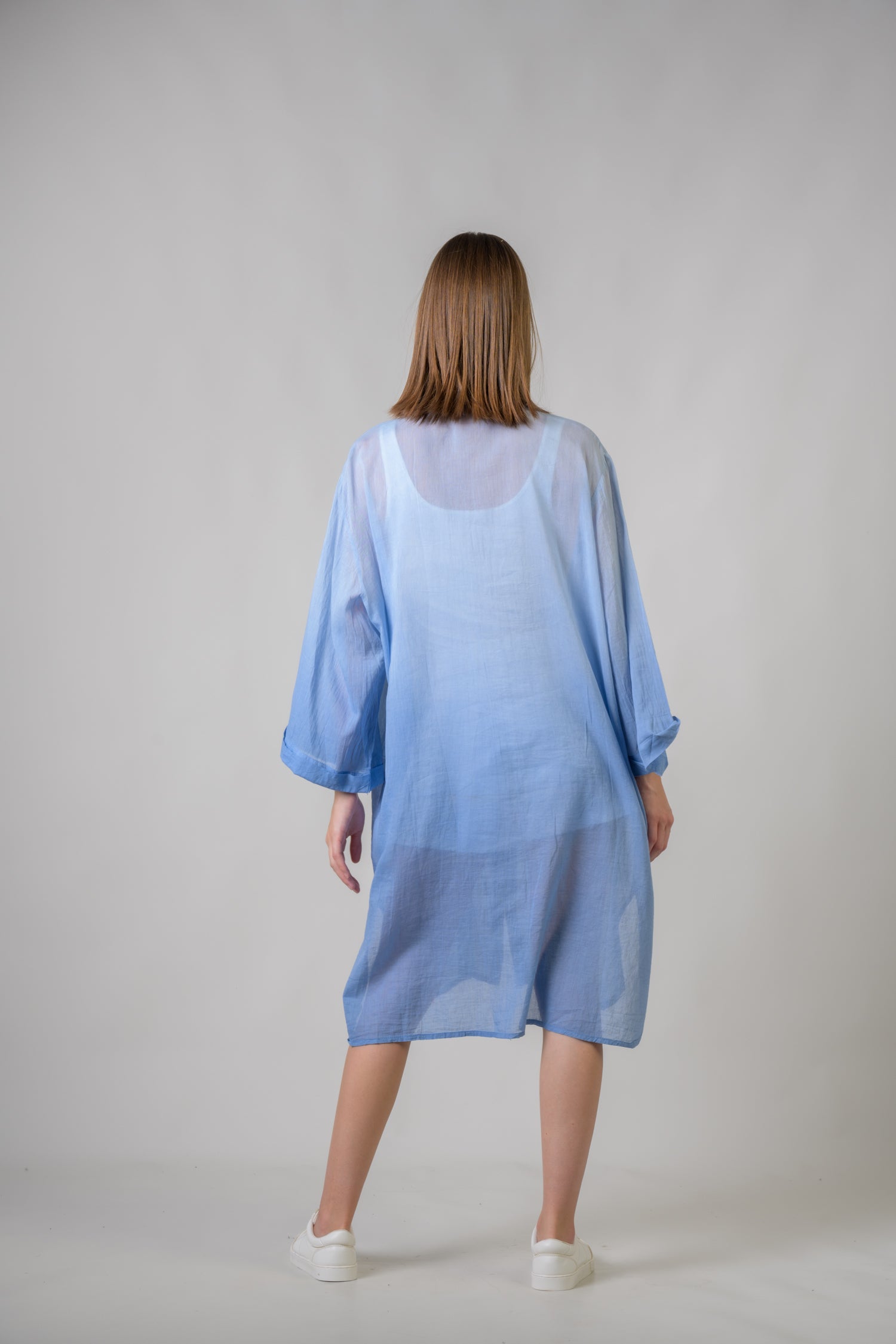 Rhea Laurels Embroidered Long Sleeve Button Down Top Blue / One Size