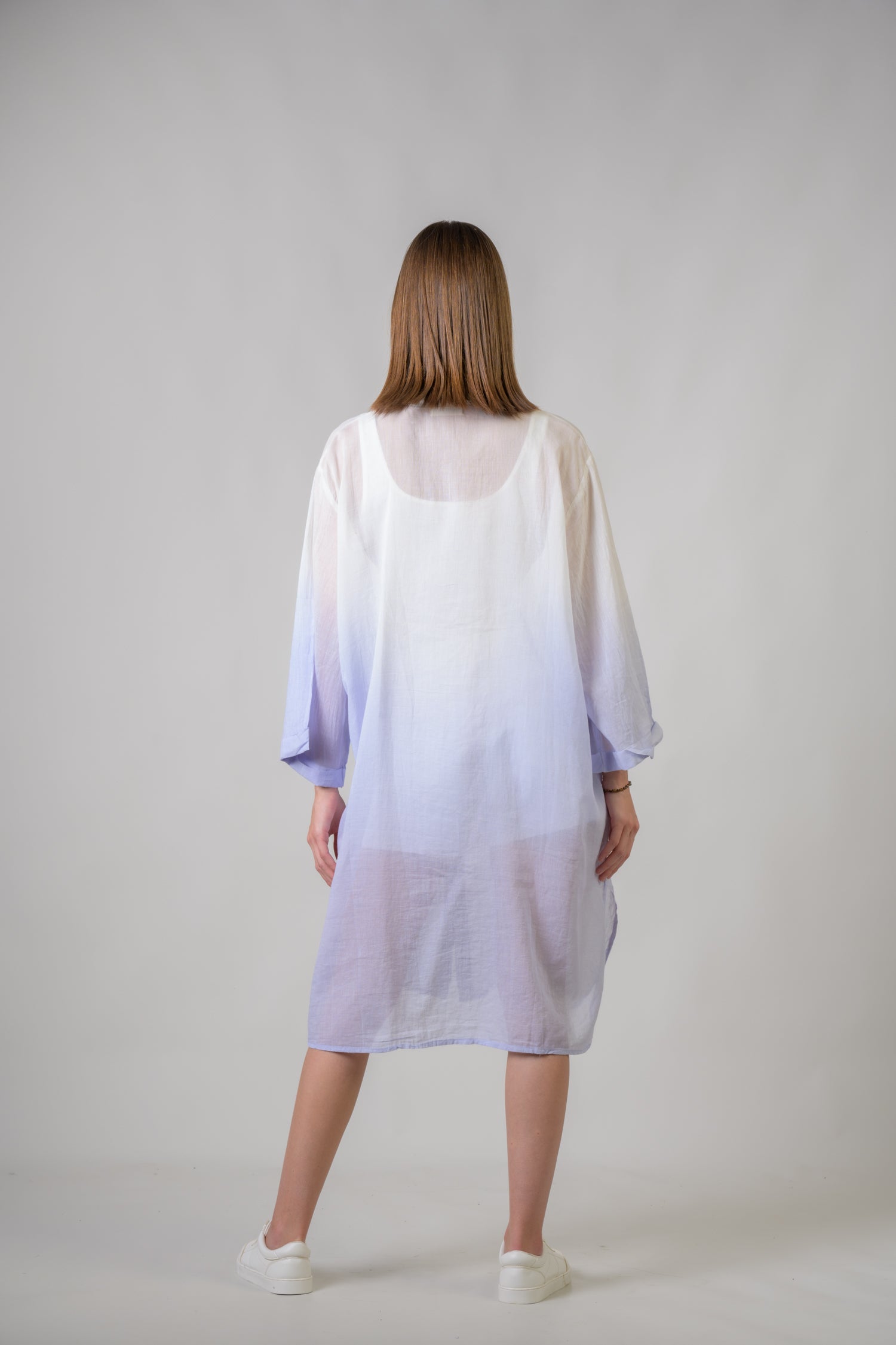 Rhea Laurels Embroidered Long Sleeve Button Down Top Blue / One Size