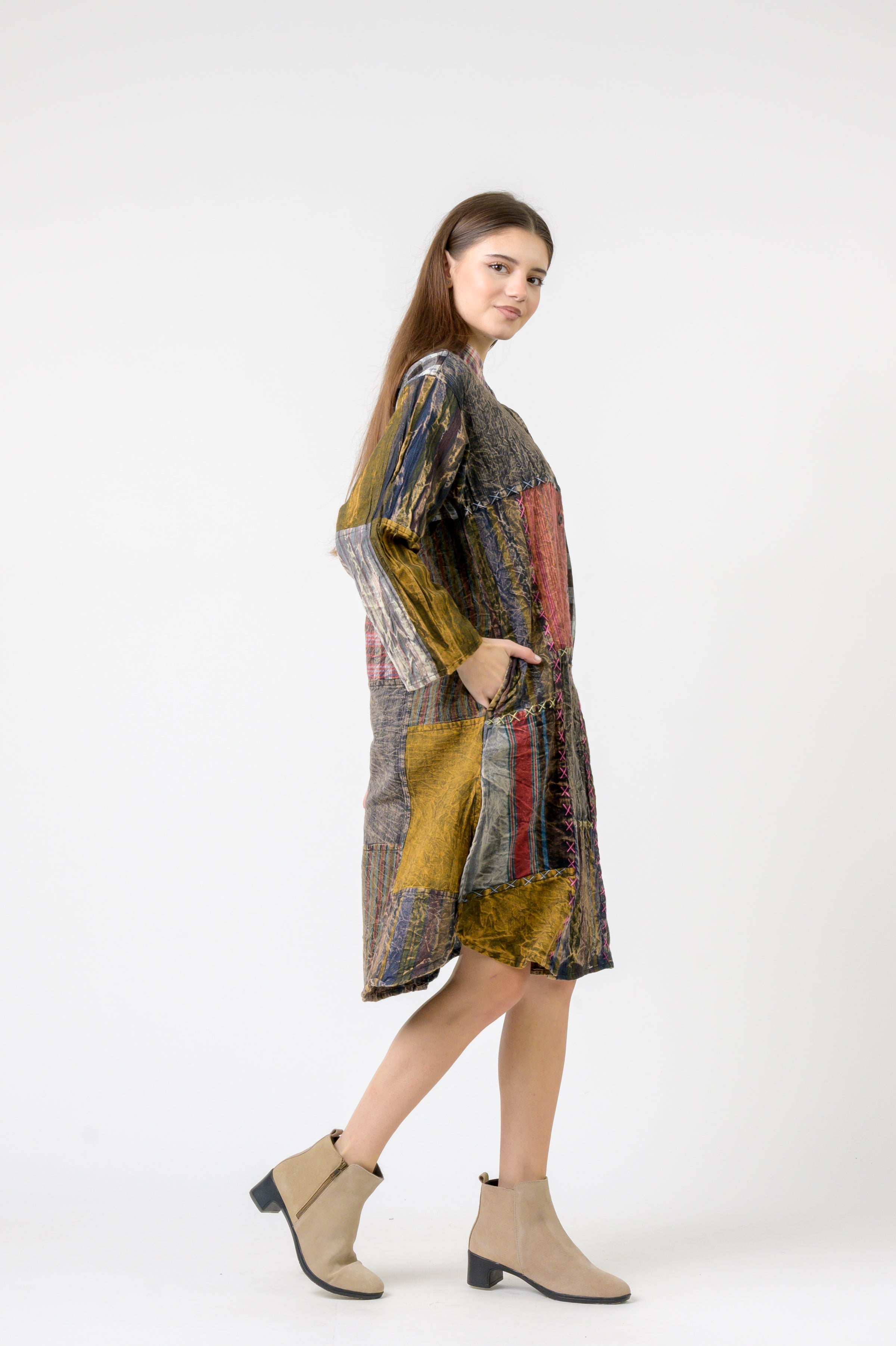 Rhea Mandarin Collar Cotton Casual Wear