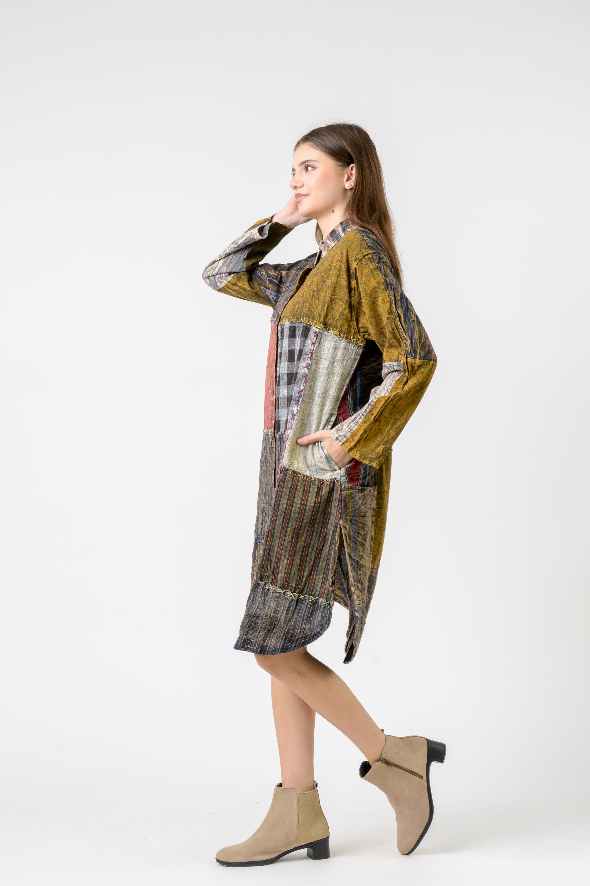 Rhea Mandarin Collar Cotton Casual Wear