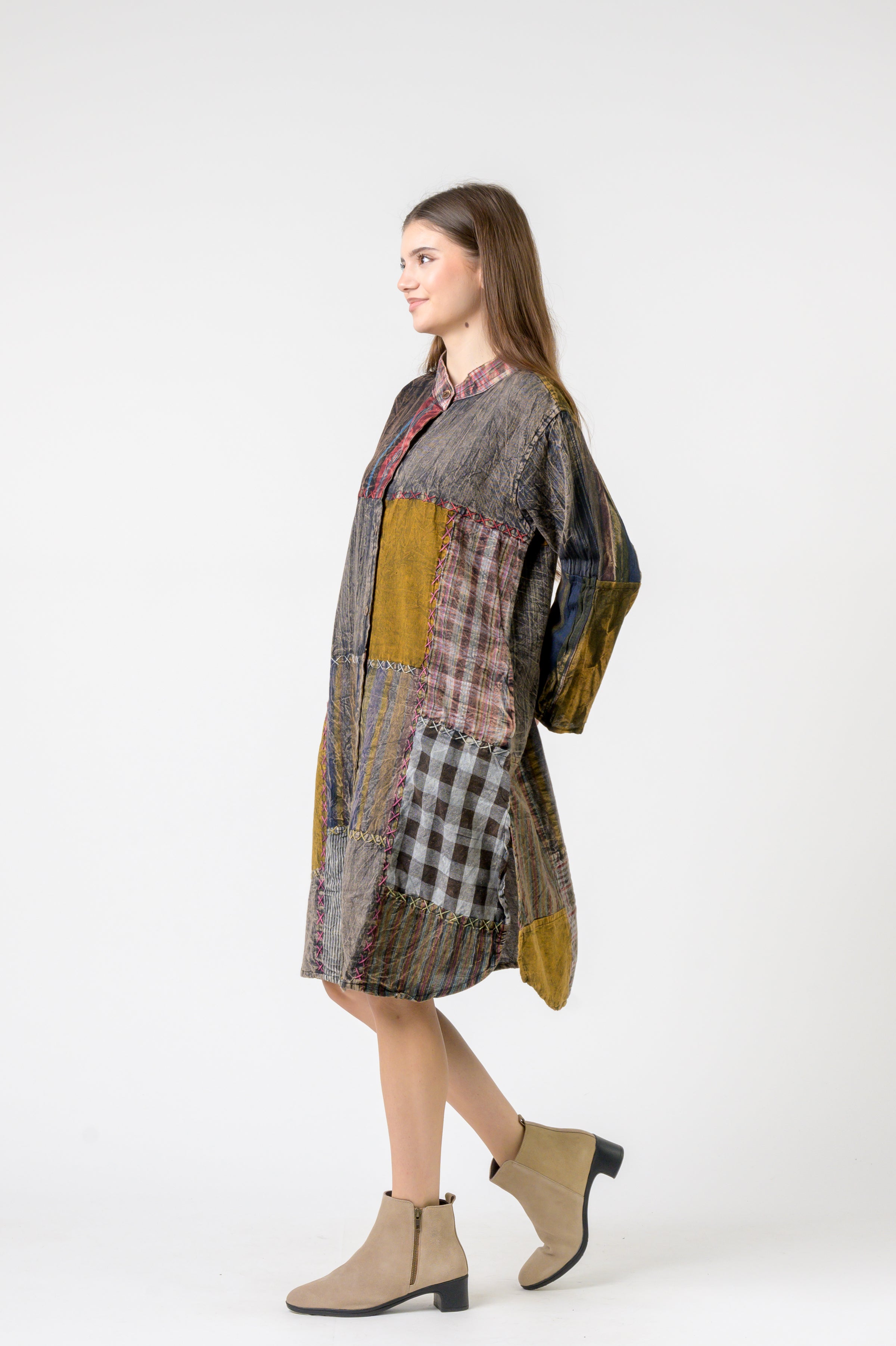 Rhea Mandarin Collar Cotton Casual Wear