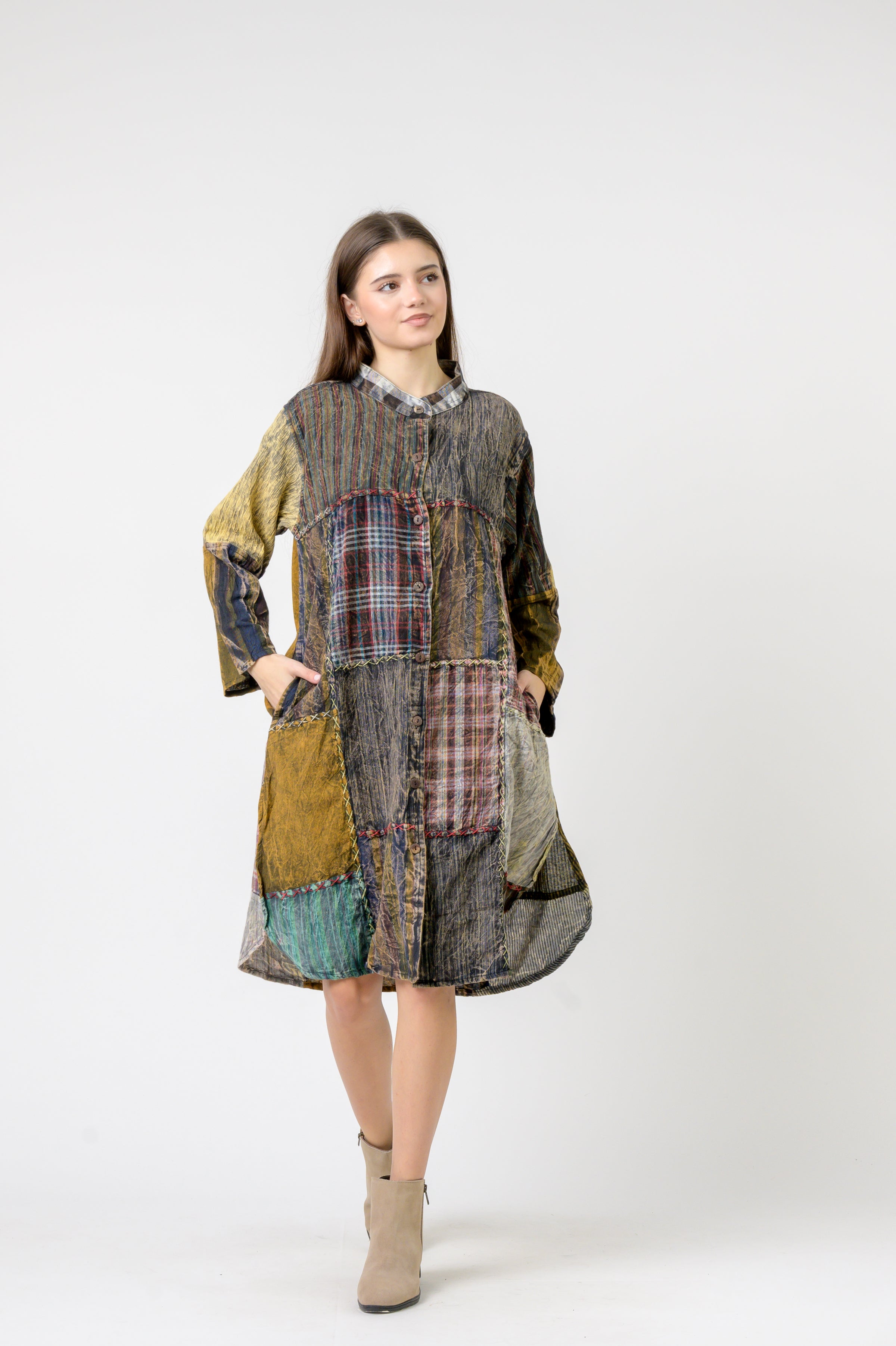 Rhea Mandarin Collar Cotton Casual Wear