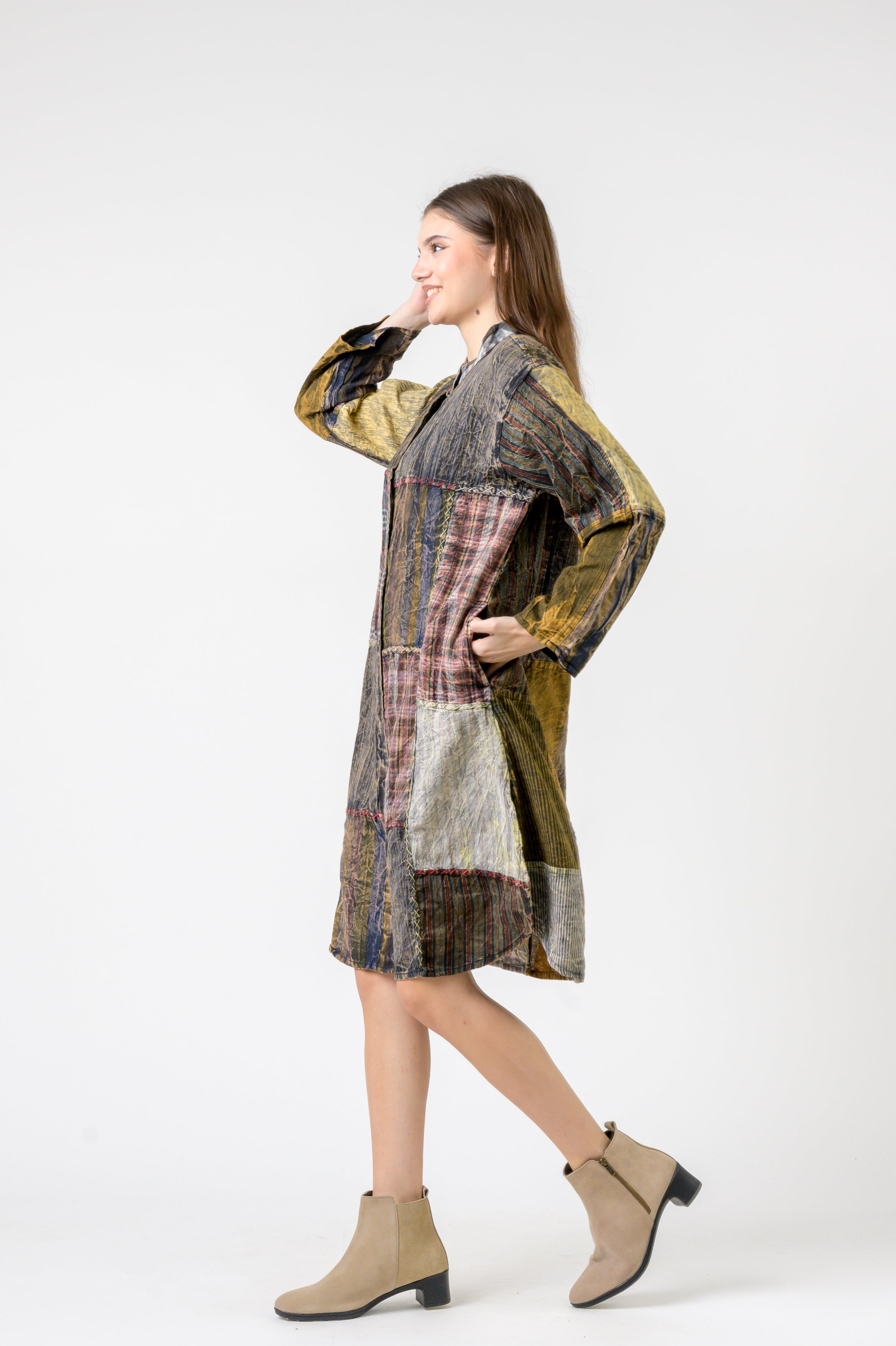 Rhea Mandarin Collar Cotton Casual Wear