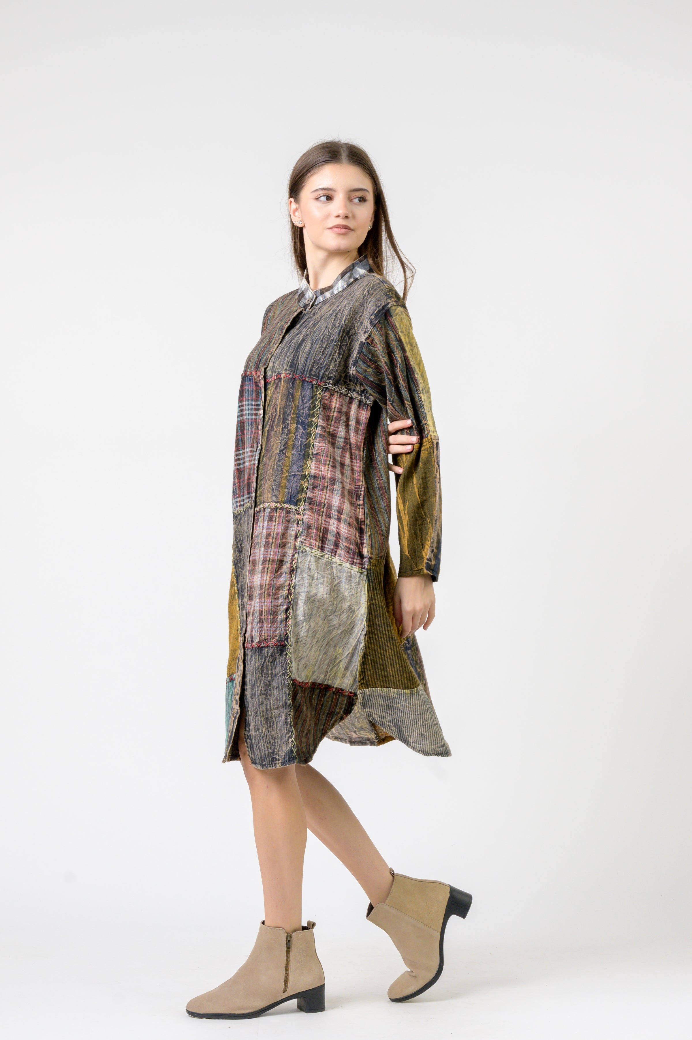 Rhea Mandarin Collar Cotton Casual Wear