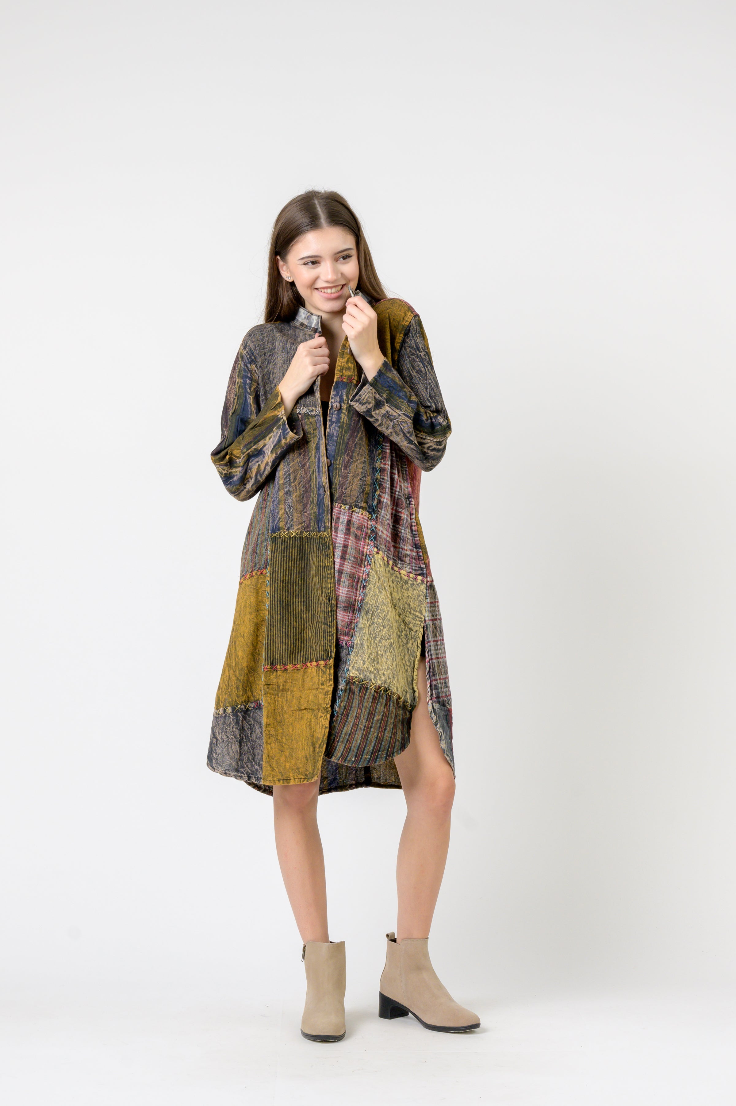 Rhea Mandarin Collar Cotton Casual Wear