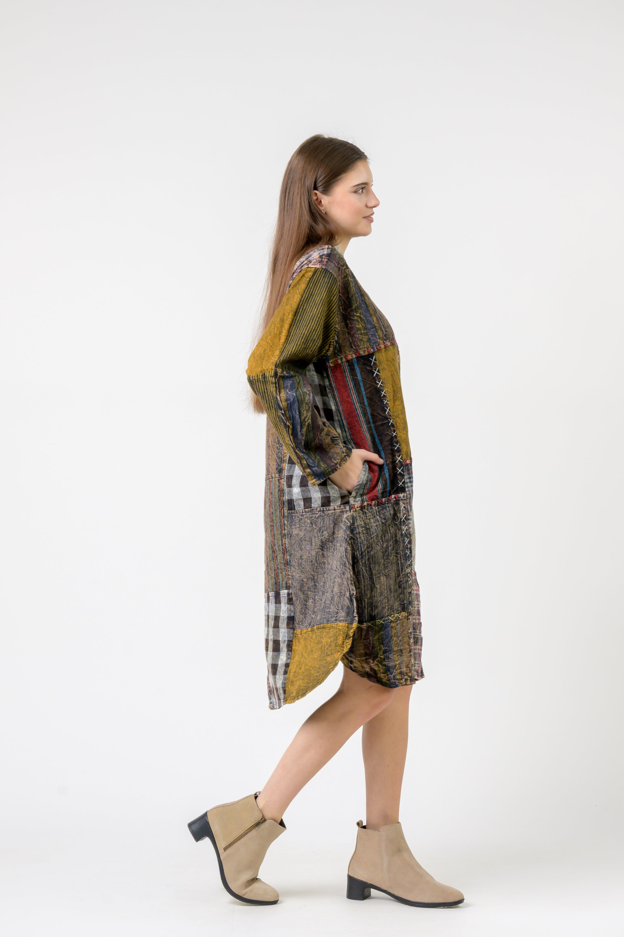 Rhea Mandarin Collar Cotton Casual Wear