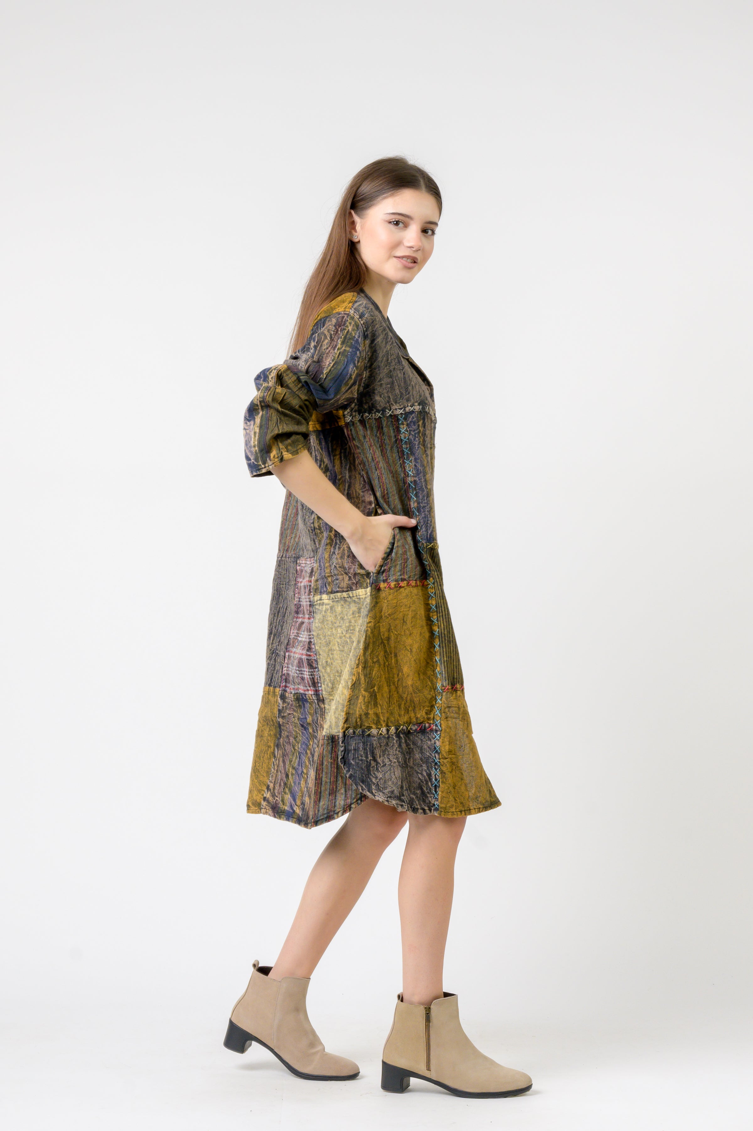 Rhea Mandarin Collar Cotton Casual Wear