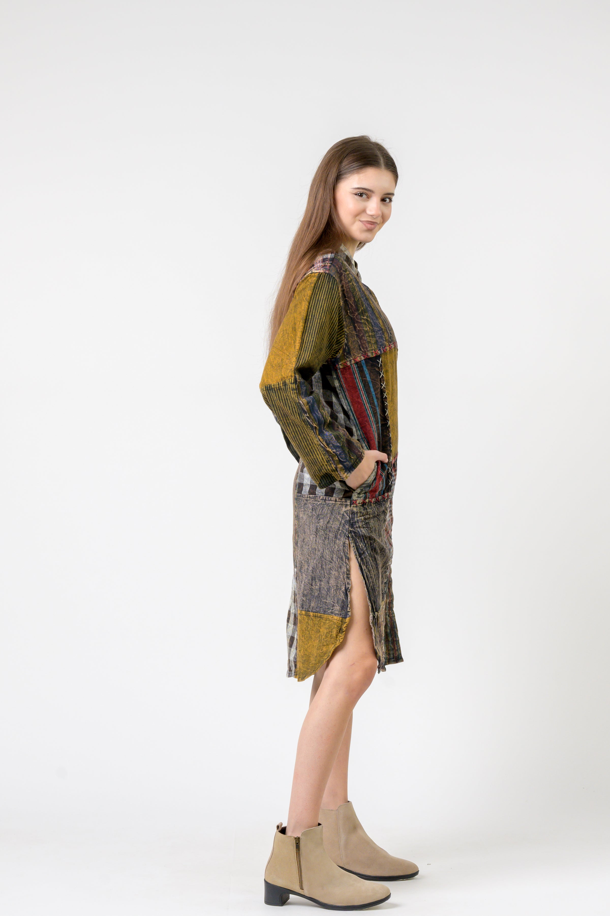 Rhea Mandarin Collar Cotton Casual Wear