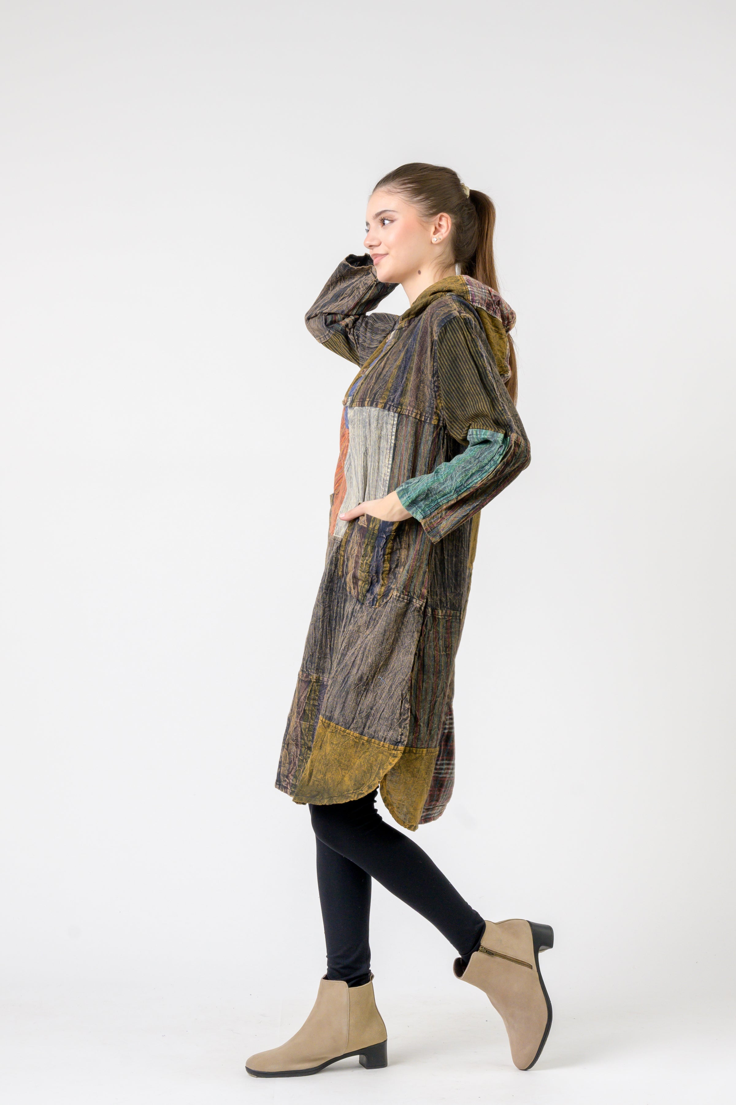 Rhea Hooded Cotton Full Sleeve Long Shirt
