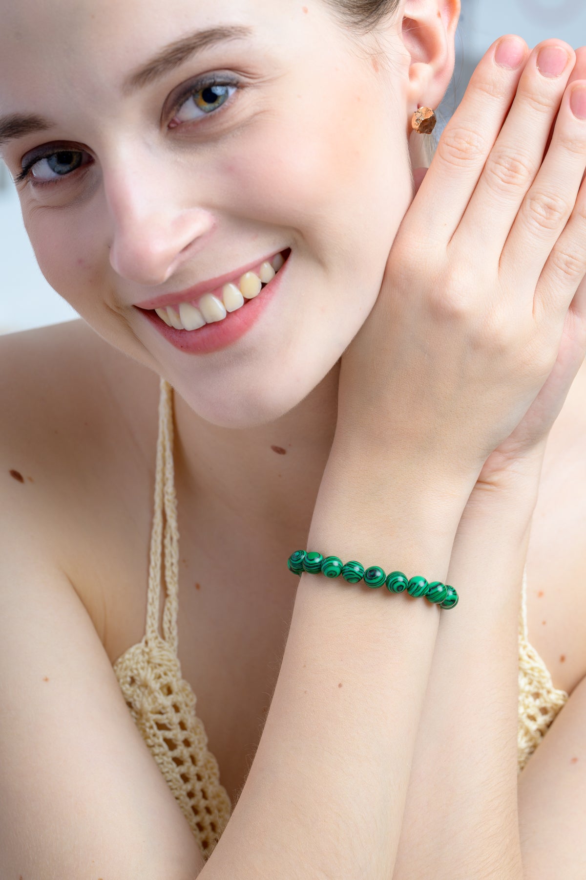 Malachite Bead Bracelet