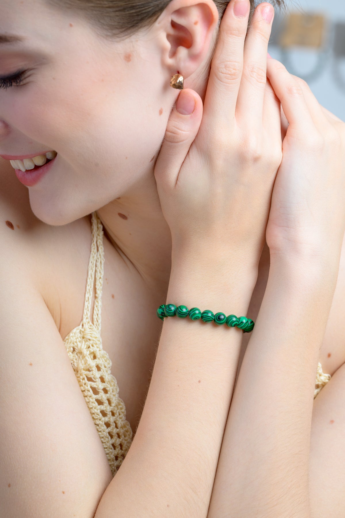 Malachite Bead Bracelet