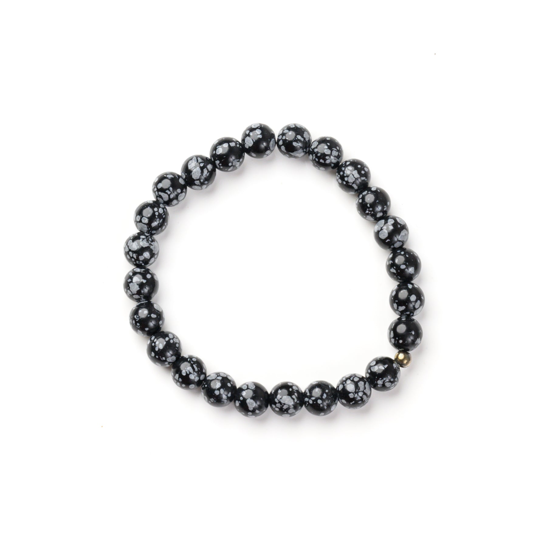 Snowflake Obsidian Bead Bracelet