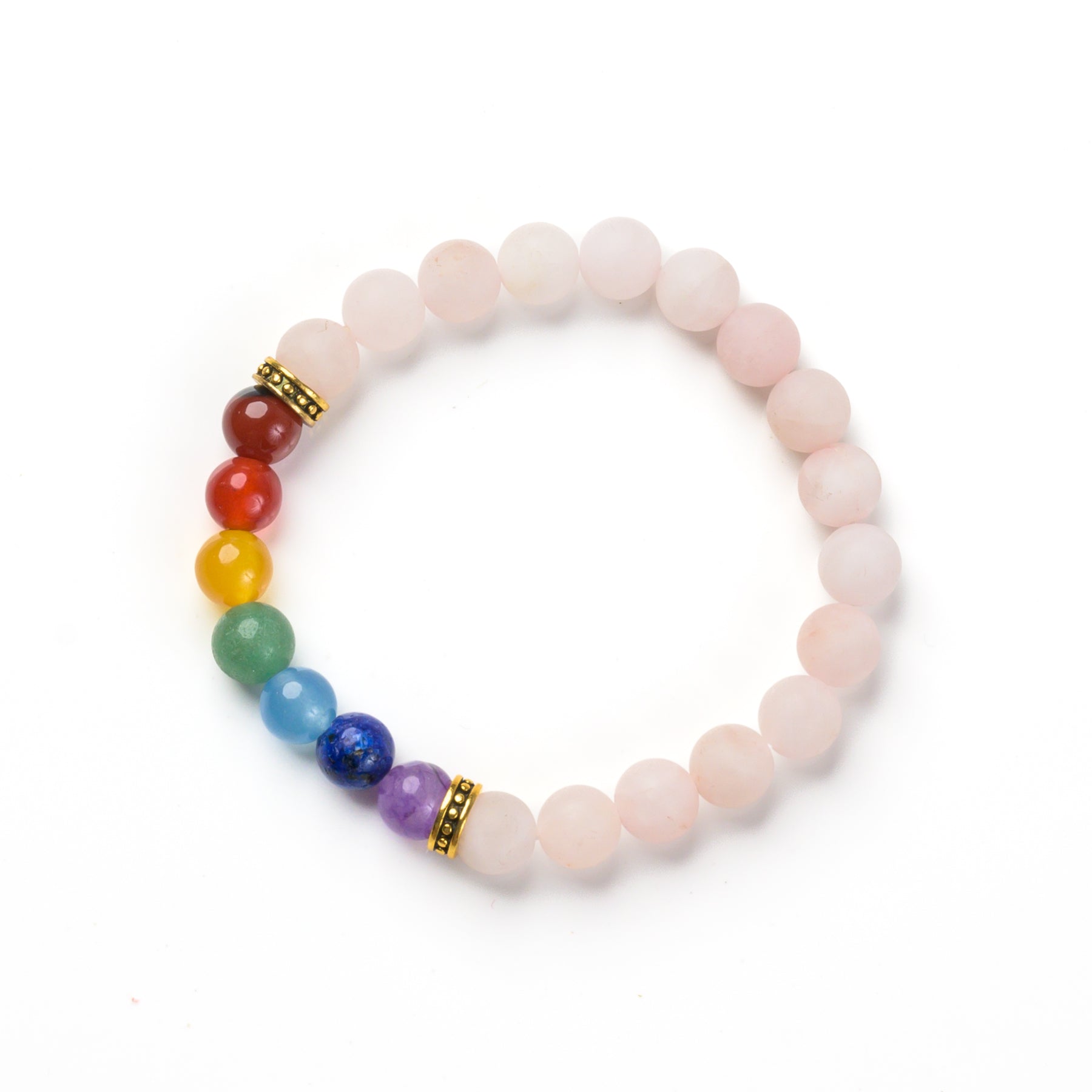 7-Chakra Rose Quartz Bracelet