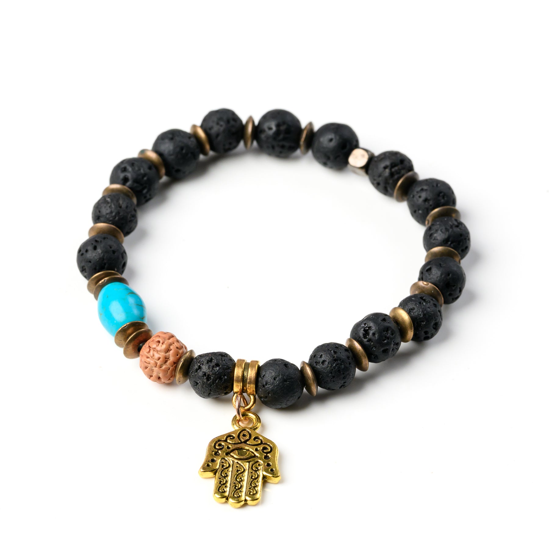 Lava with Turquoise & Rudraksha