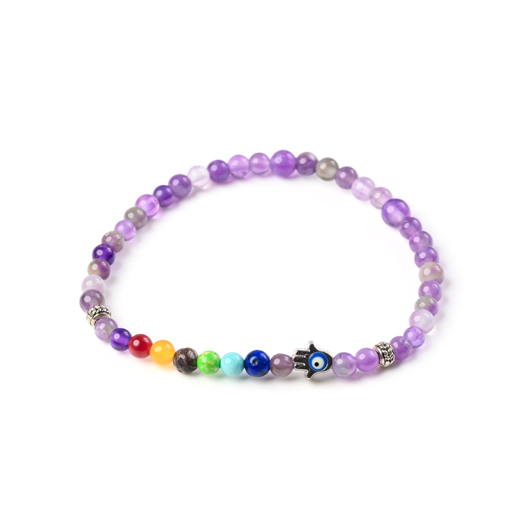 7-Chakra & Amethyst Bead Bracelet