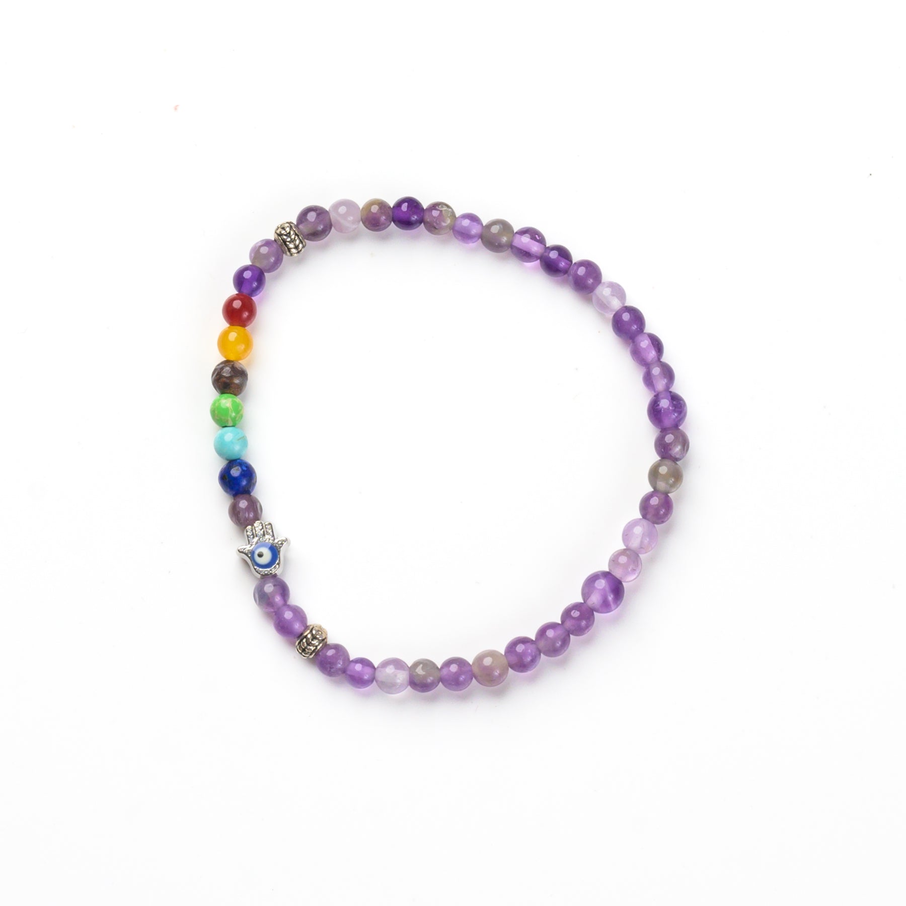 7-Chakra & Amethyst Bead Bracelet