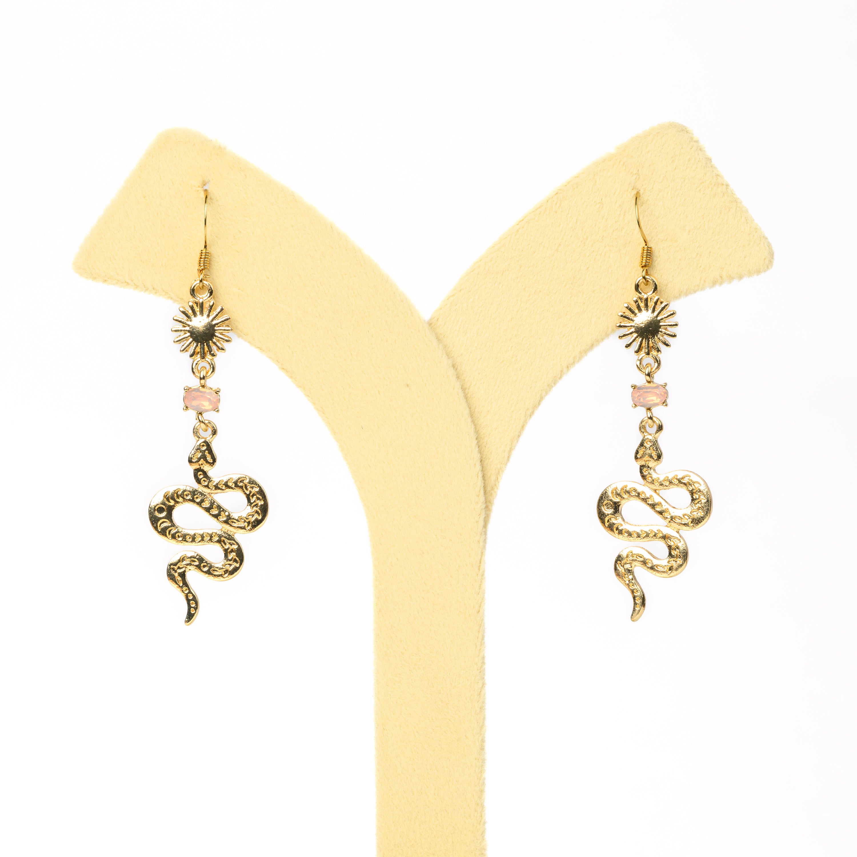 Sun Moon Snake Dangle Earrings