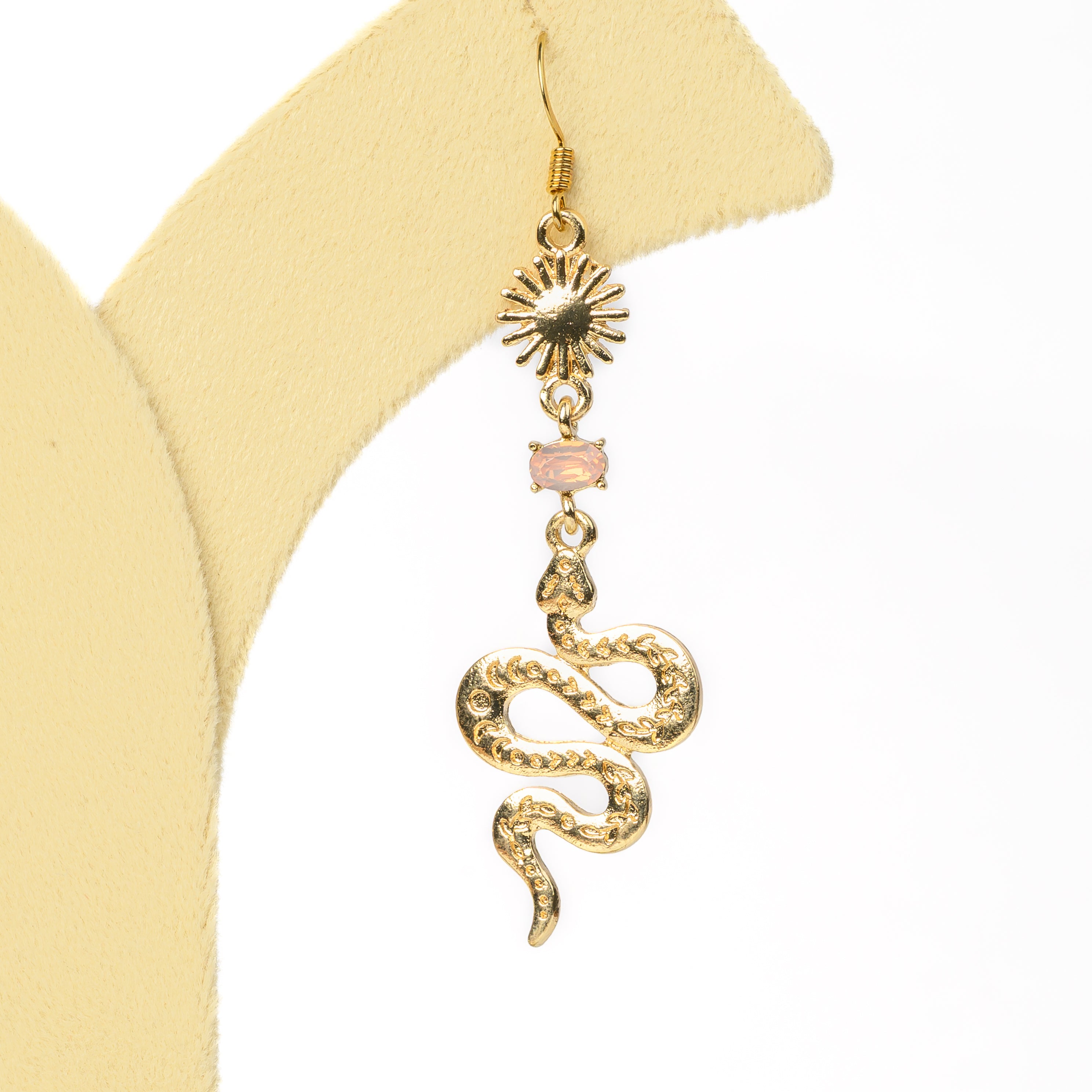 Sun Moon Snake Dangle Earrings