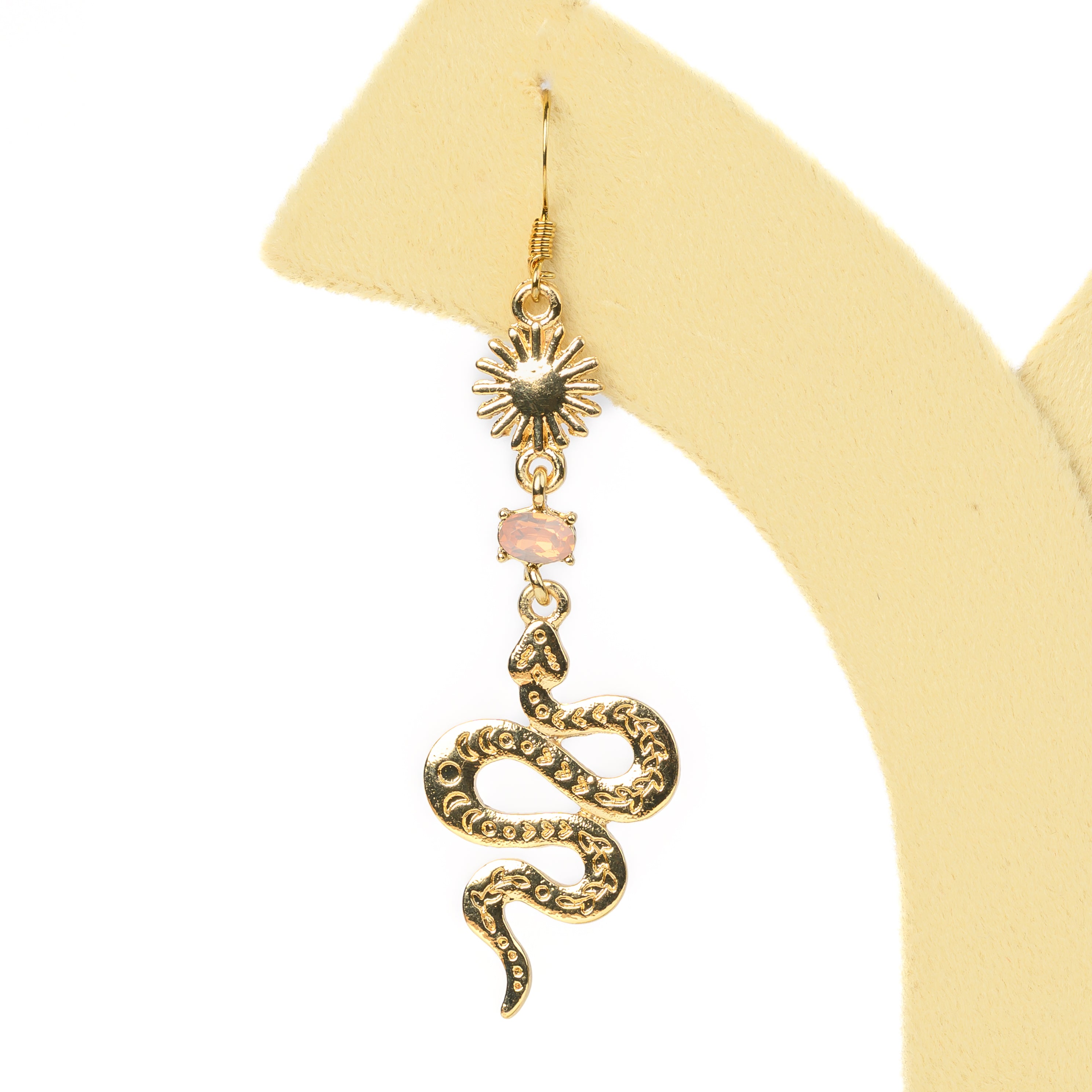 Sun Moon Snake Dangle Earrings