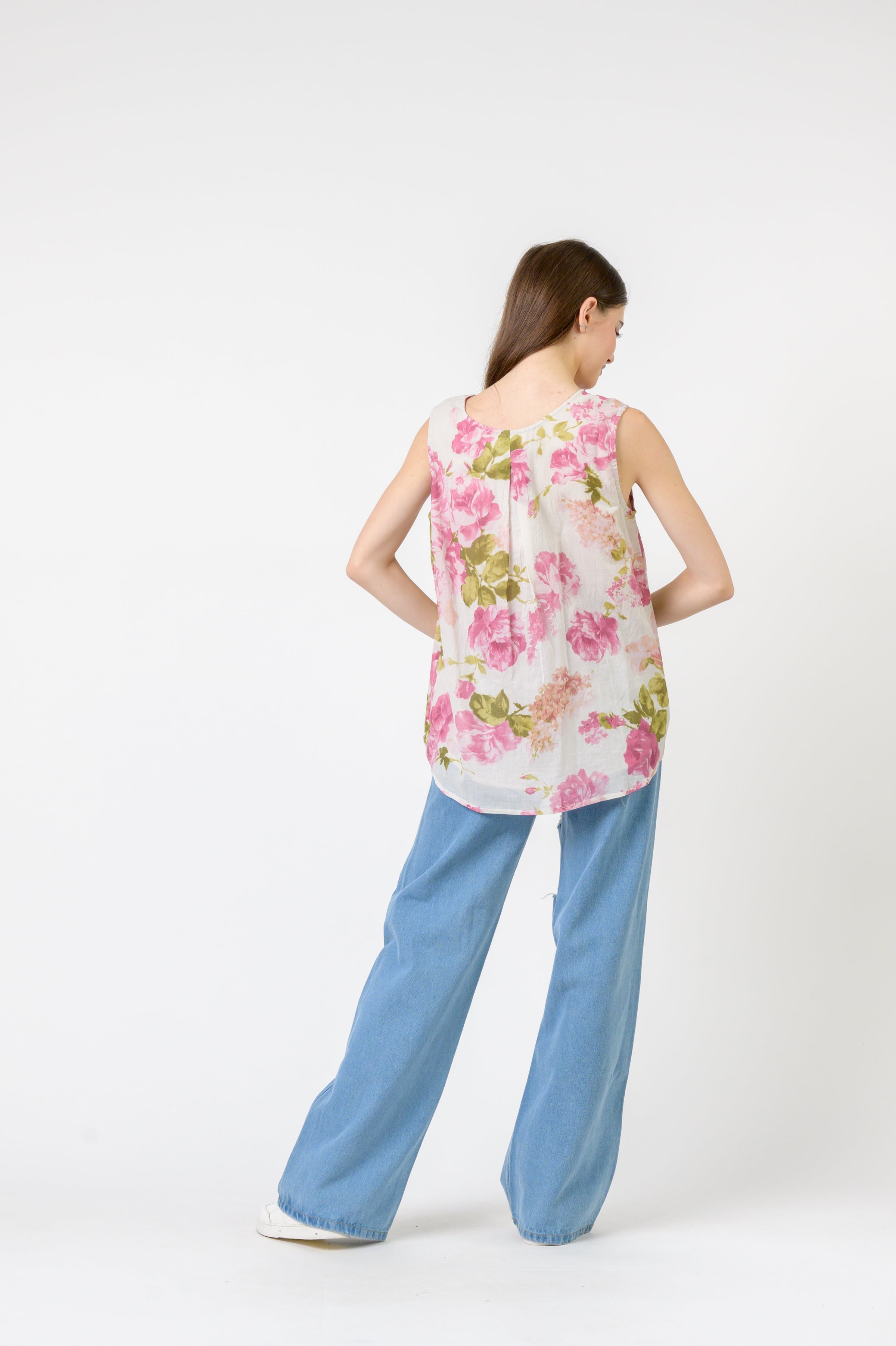 Rhea Rose Pattern Sleeveless Top