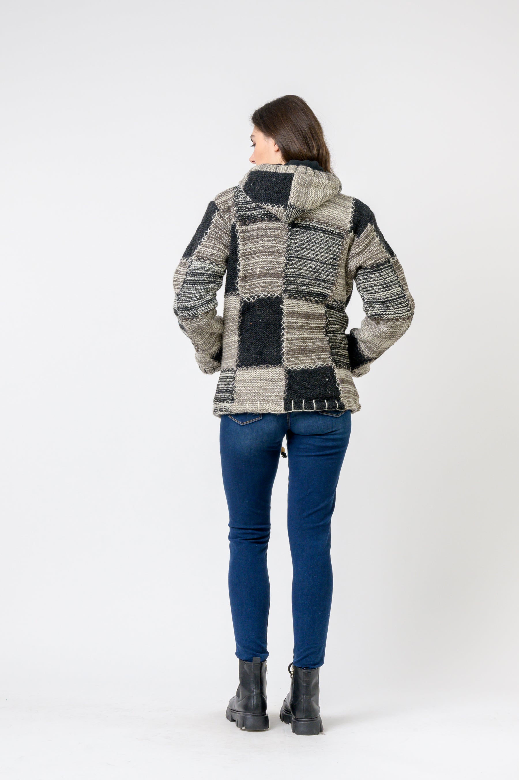 Patchwork Design Zipper Hoodie