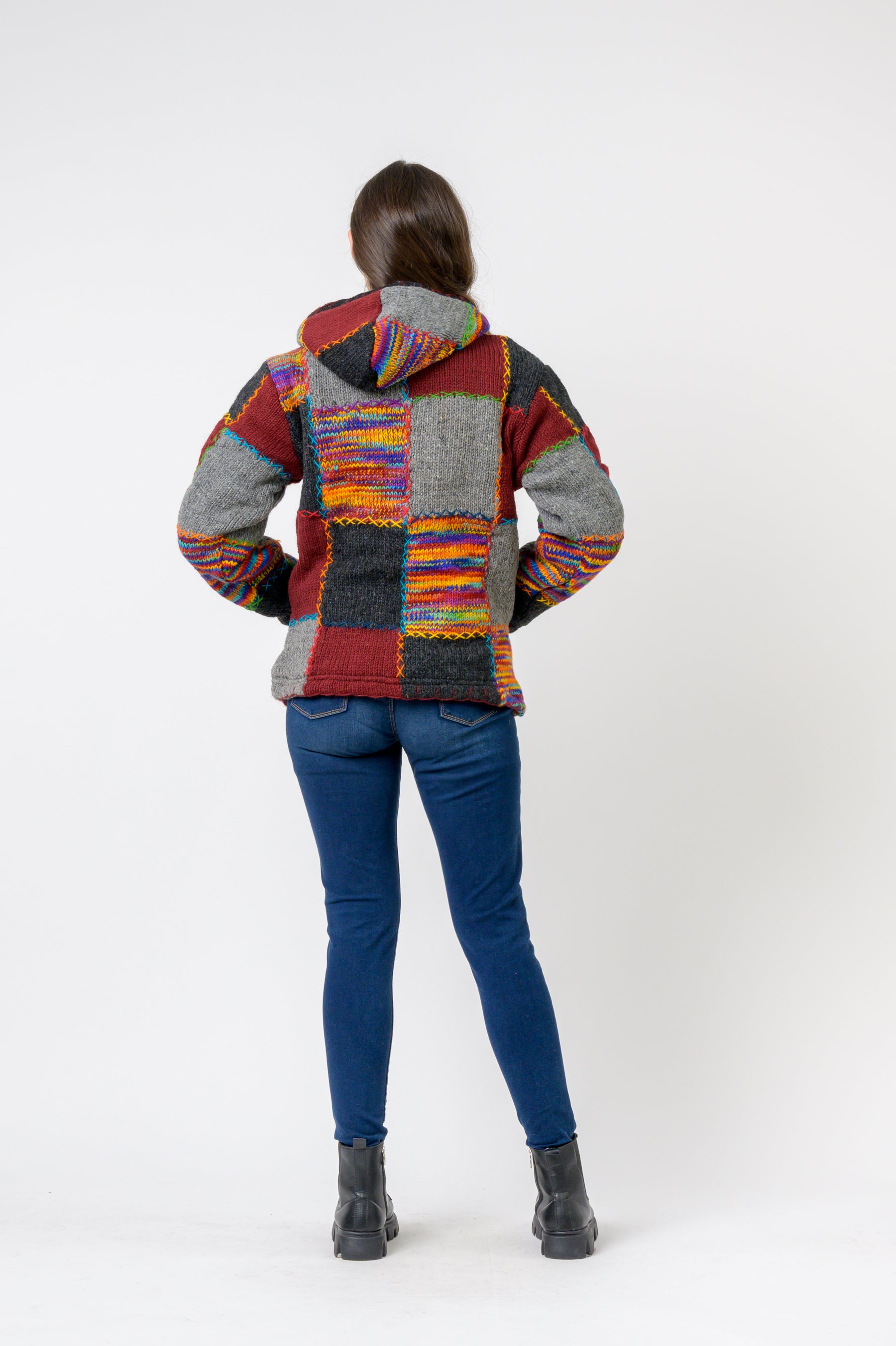 Patchwork Design Zipper Hoodie