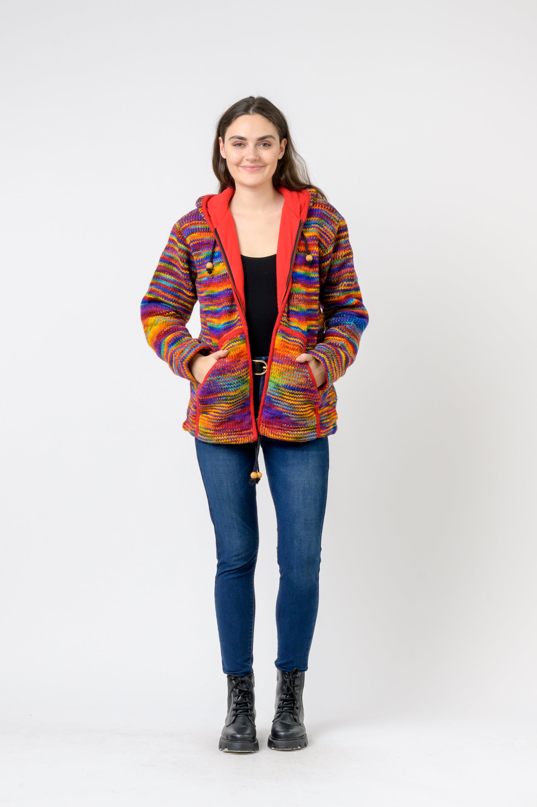 Patchwork Design Zipper Hoodie