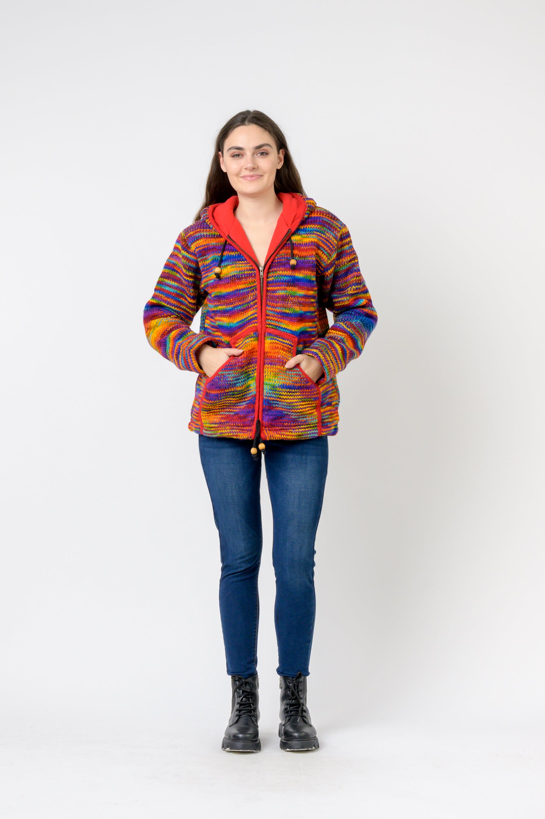 Patchwork Design Zipper Hoodie