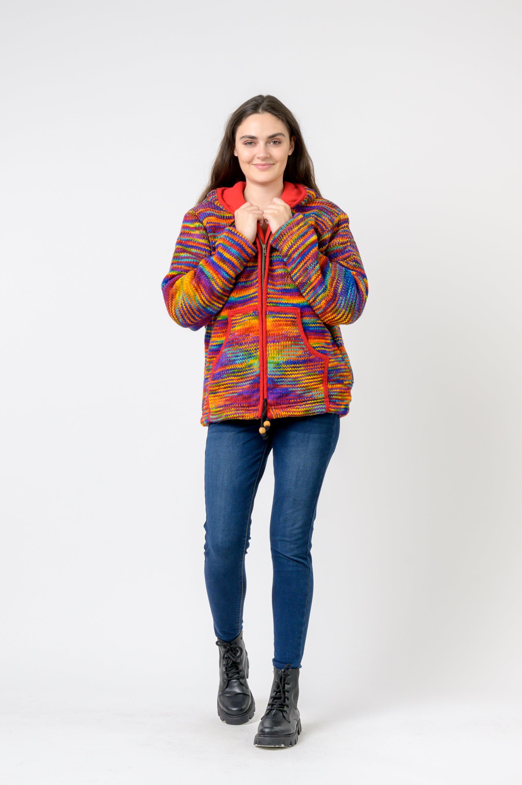 Patchwork Design Zipper Hoodie