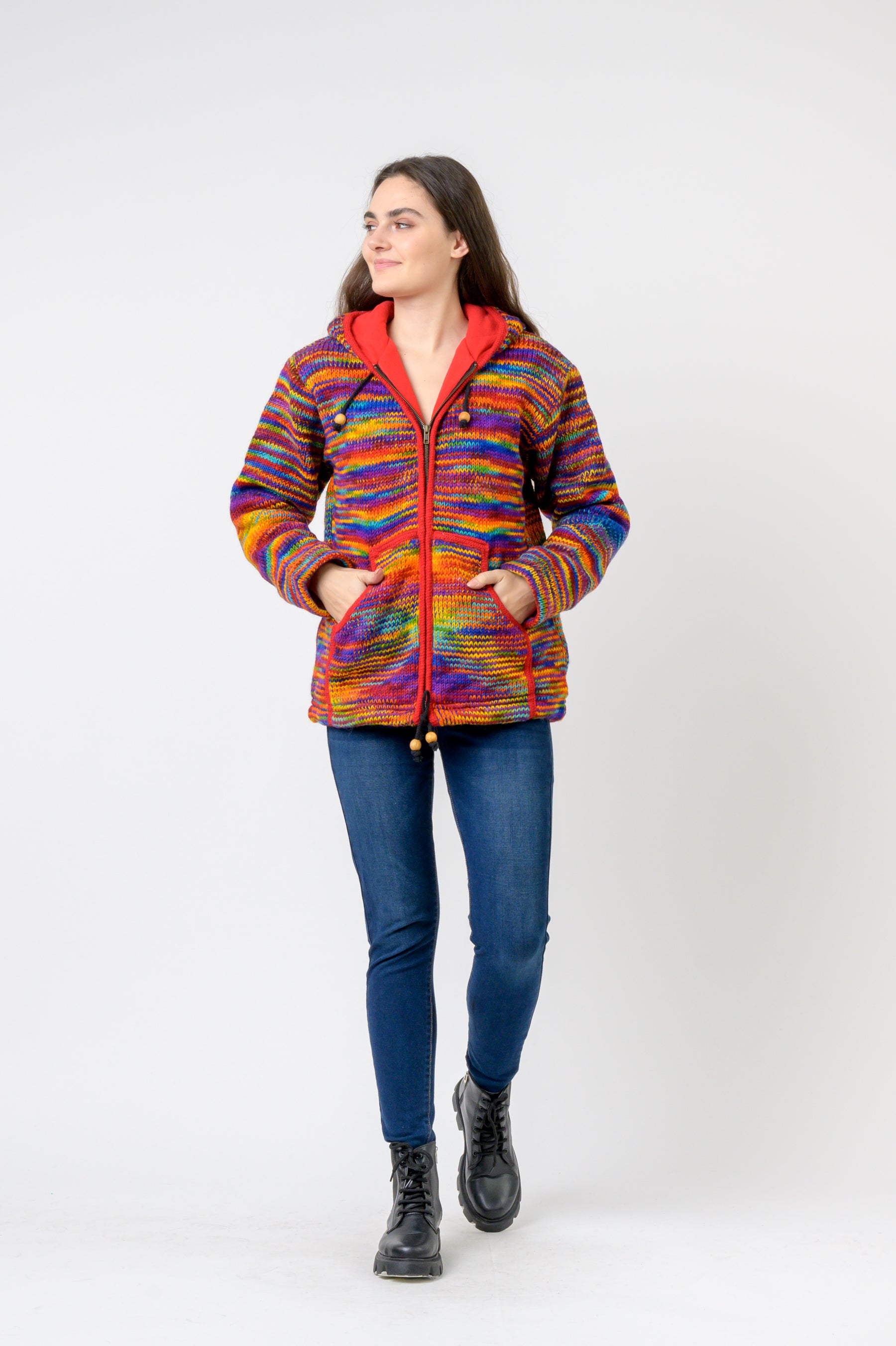 Patchwork Design Zipper Hoodie