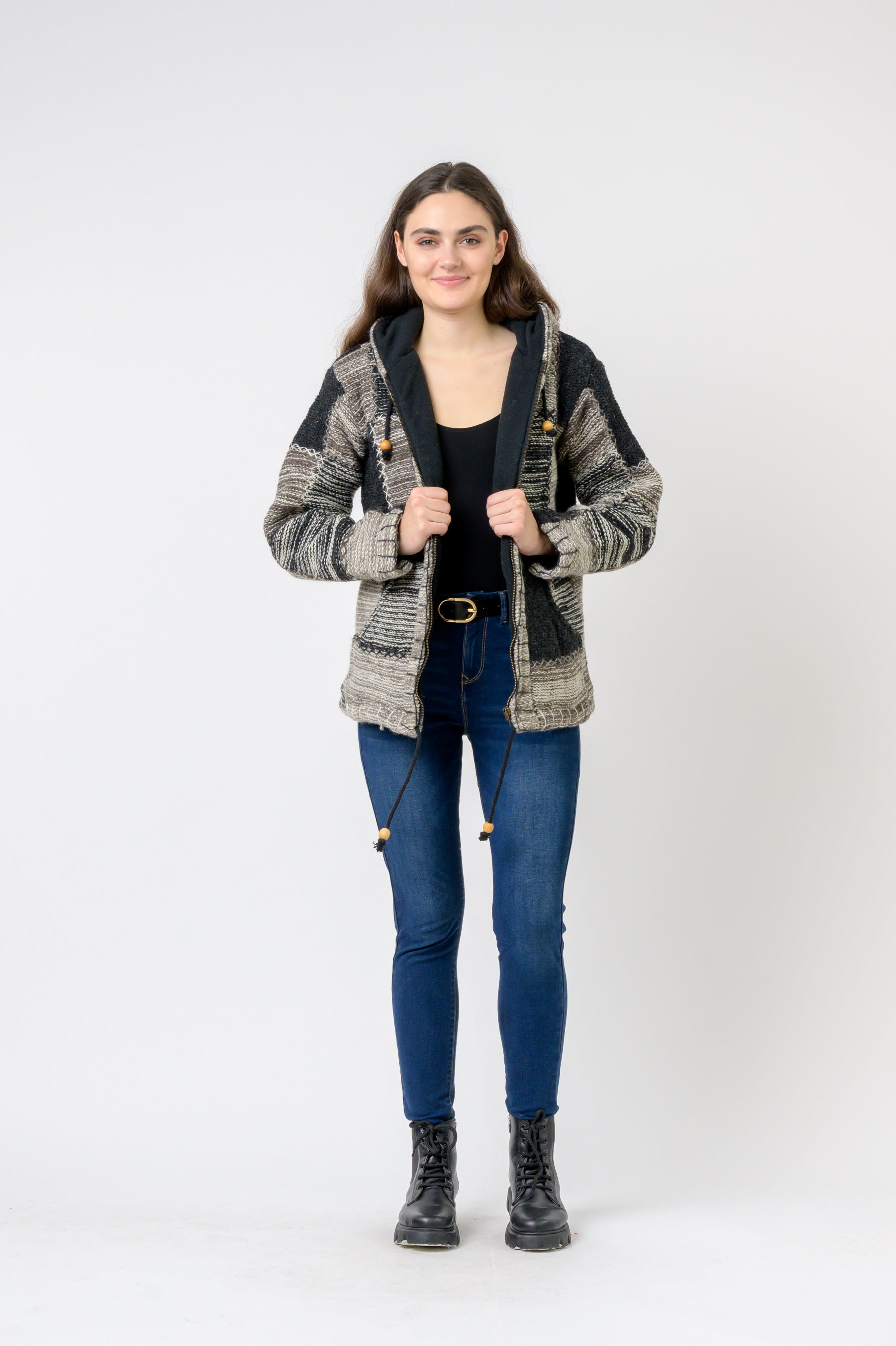 Patchwork Design Zipper Hoodie